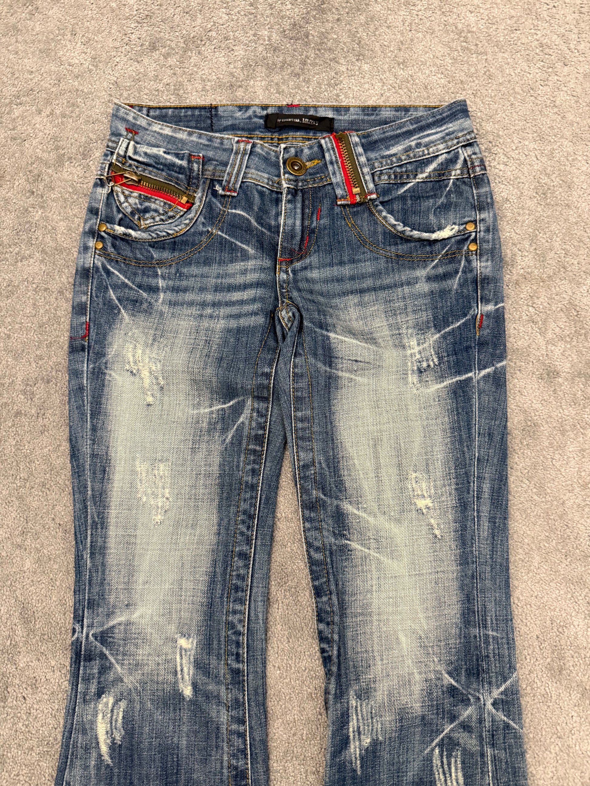 Lolita whisker washed distressed flared jeans