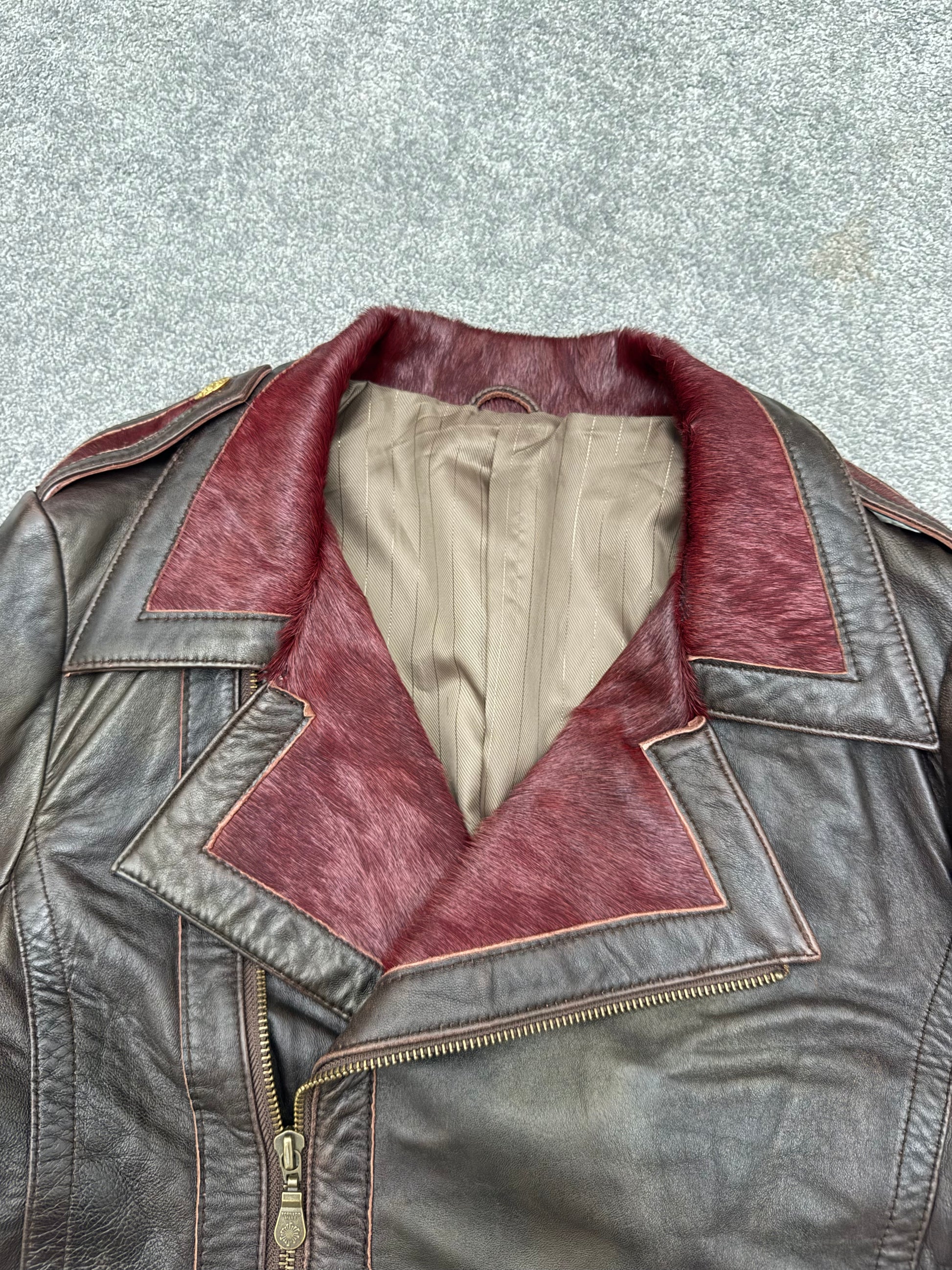 Tornado Mart Pony hair Asymetrical double rider leather jacket