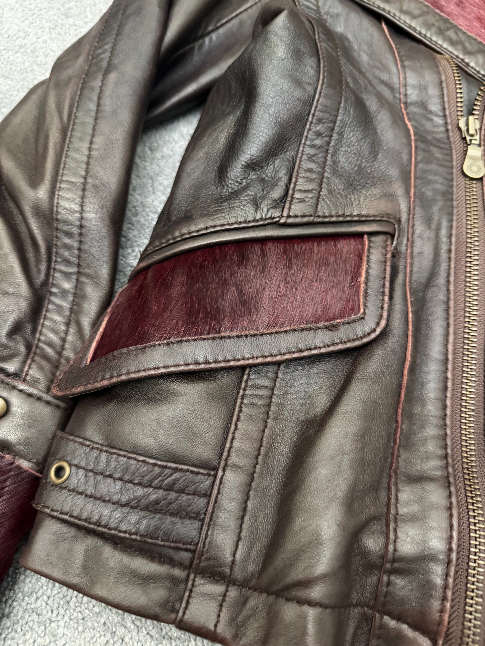 Tornado Mart Pony hair Asymetrical double rider leather jacket