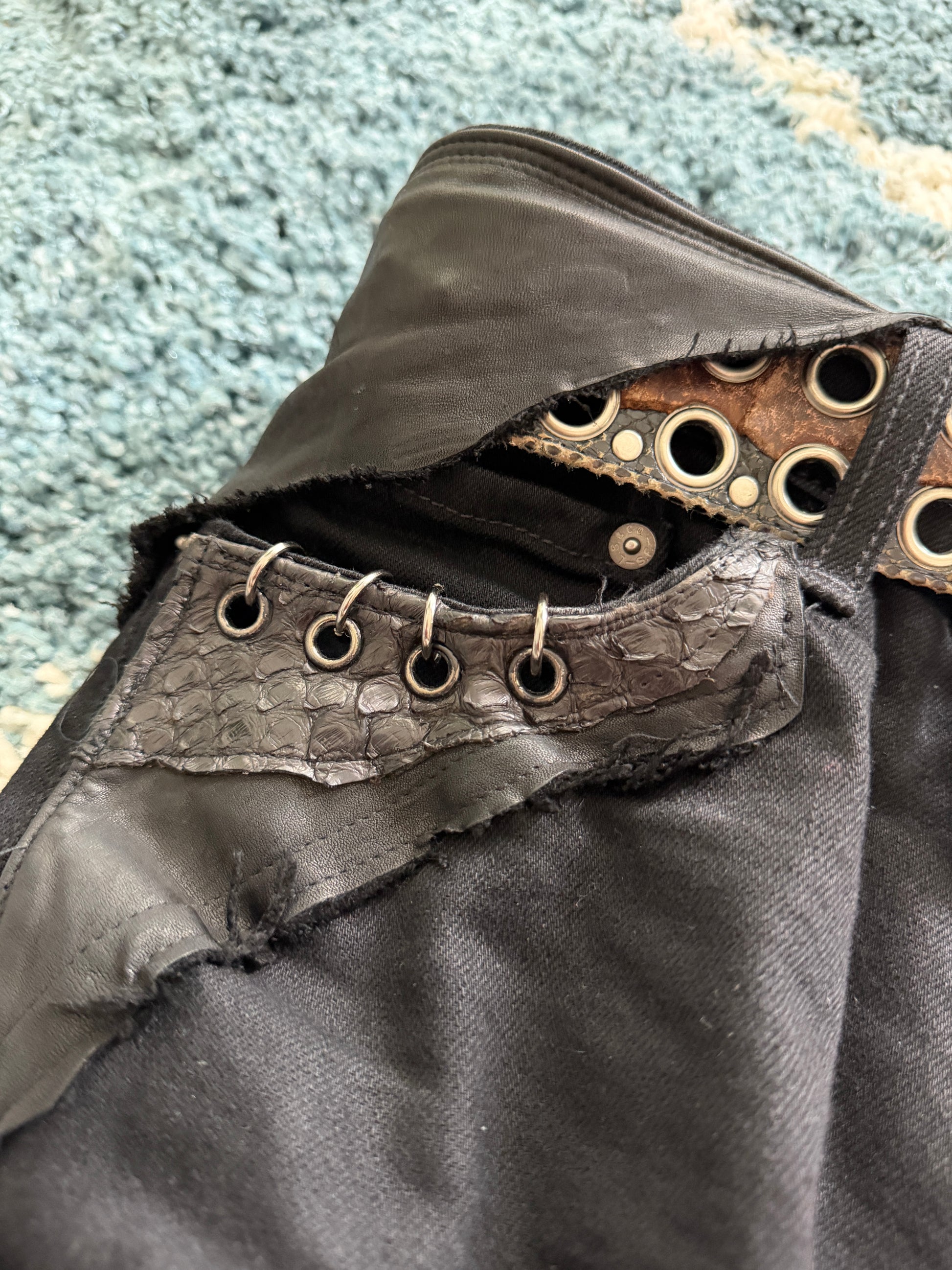 Shohei Takamiya Custom Snakeskin Flared Pierced Pants