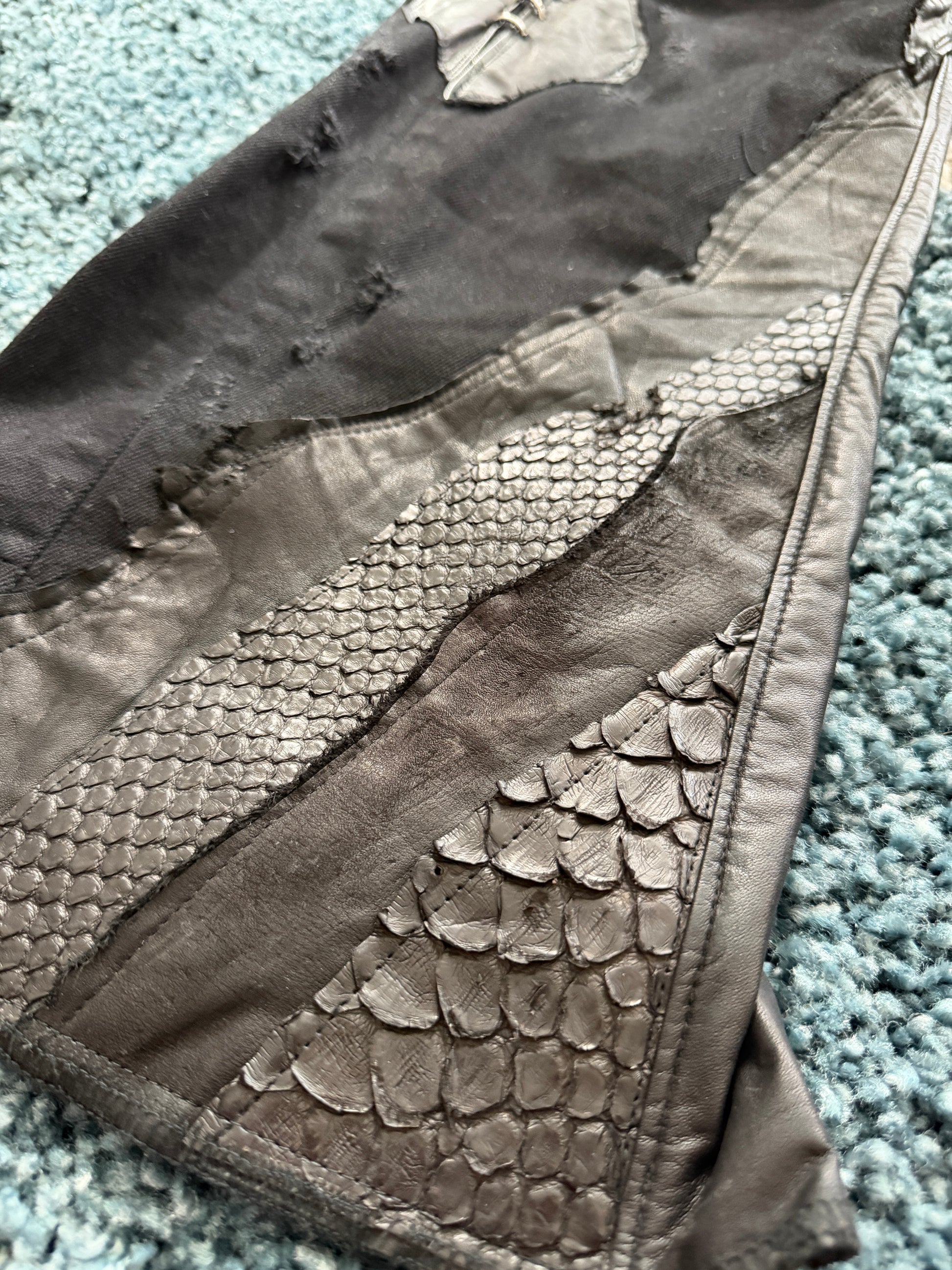 Shohei Takamiya Custom Snakeskin Flared Pierced Pants