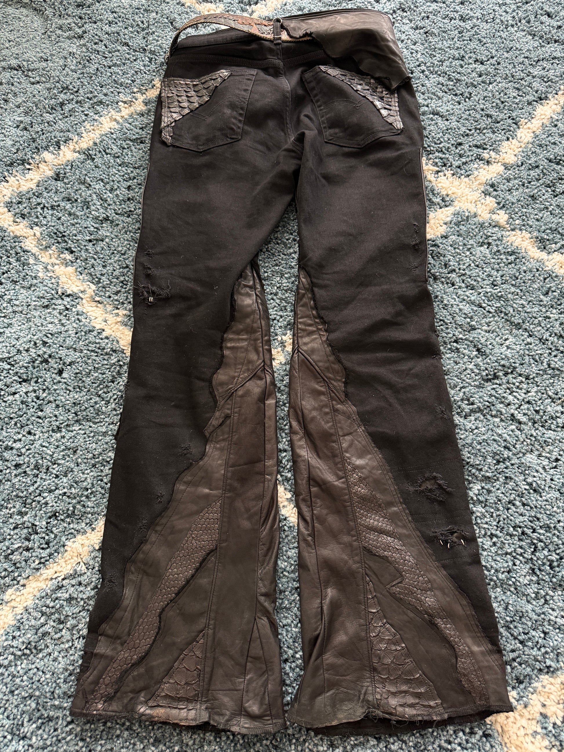 Shohei Takamiya Custom Snakeskin Flared Pierced Pants