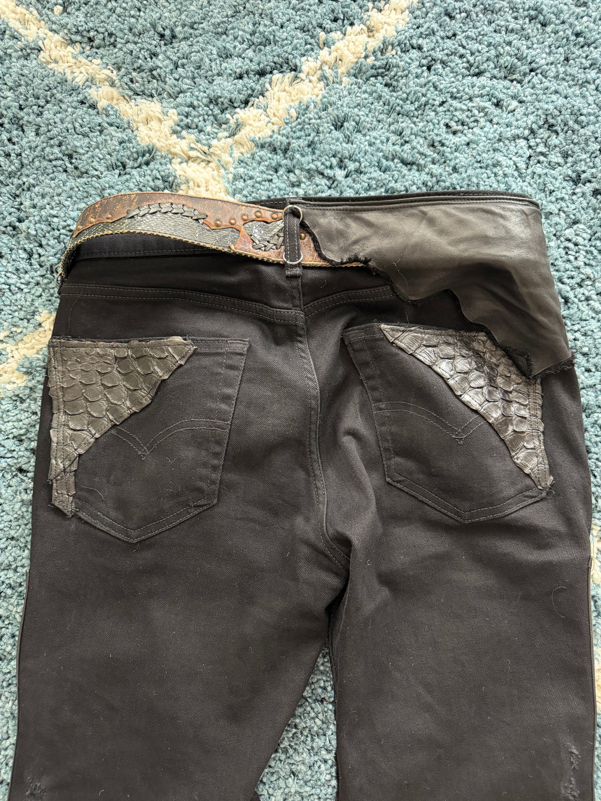 Shohei Takamiya Custom Snakeskin Flared Pierced Pants