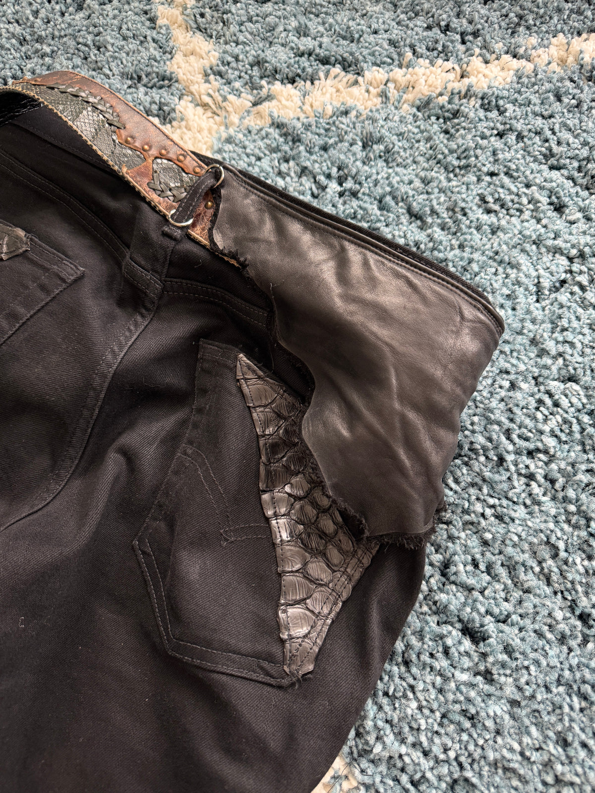 Shohei Takamiya Custom Snakeskin Flared Pierced Pants