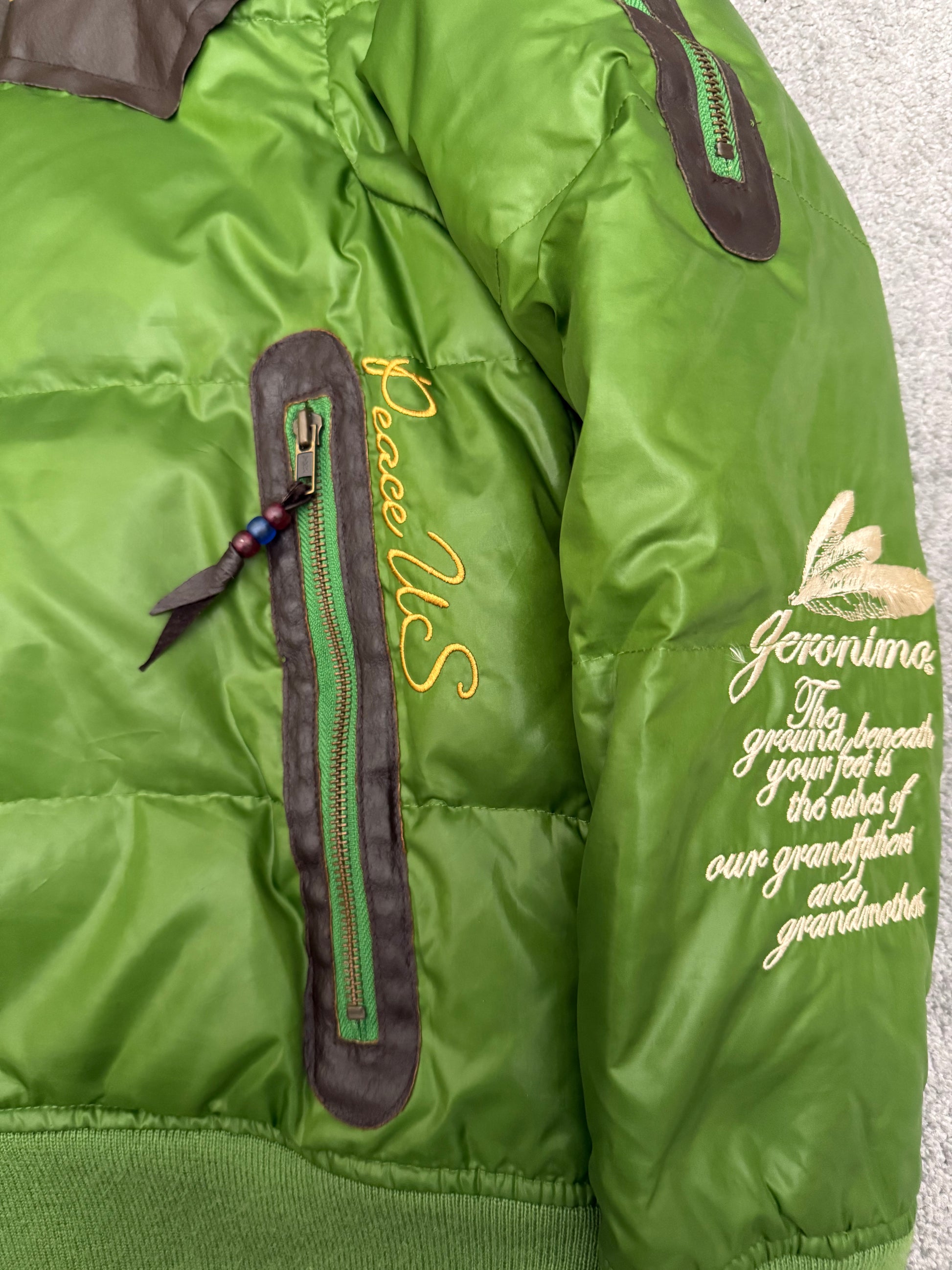 Geronimo convertible toxic leather hardware fur puffer jacket