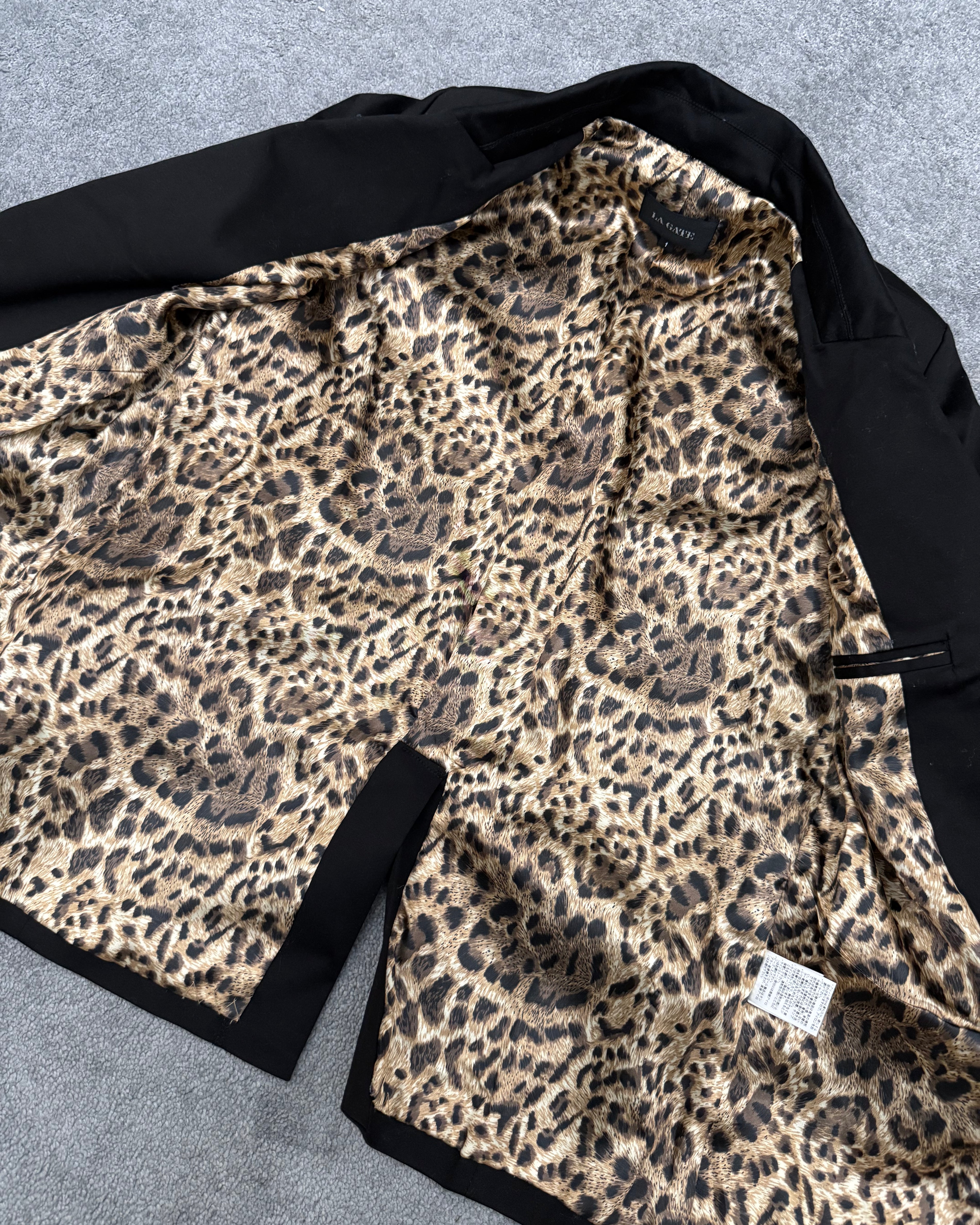 La Gate Leopard Padded shoulders chained Blazer