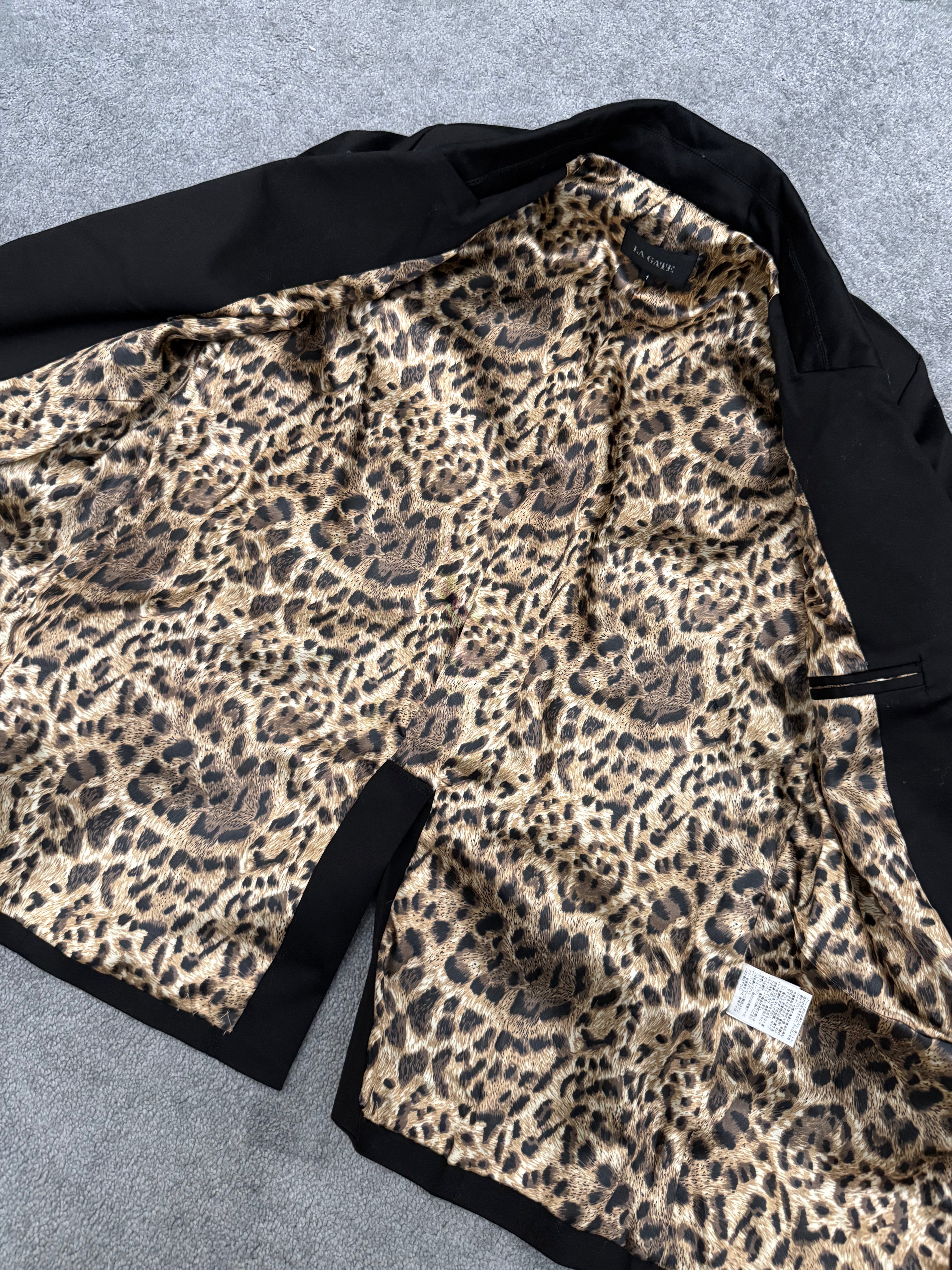 La Gate Leopard Padded shoulders chained Blazer