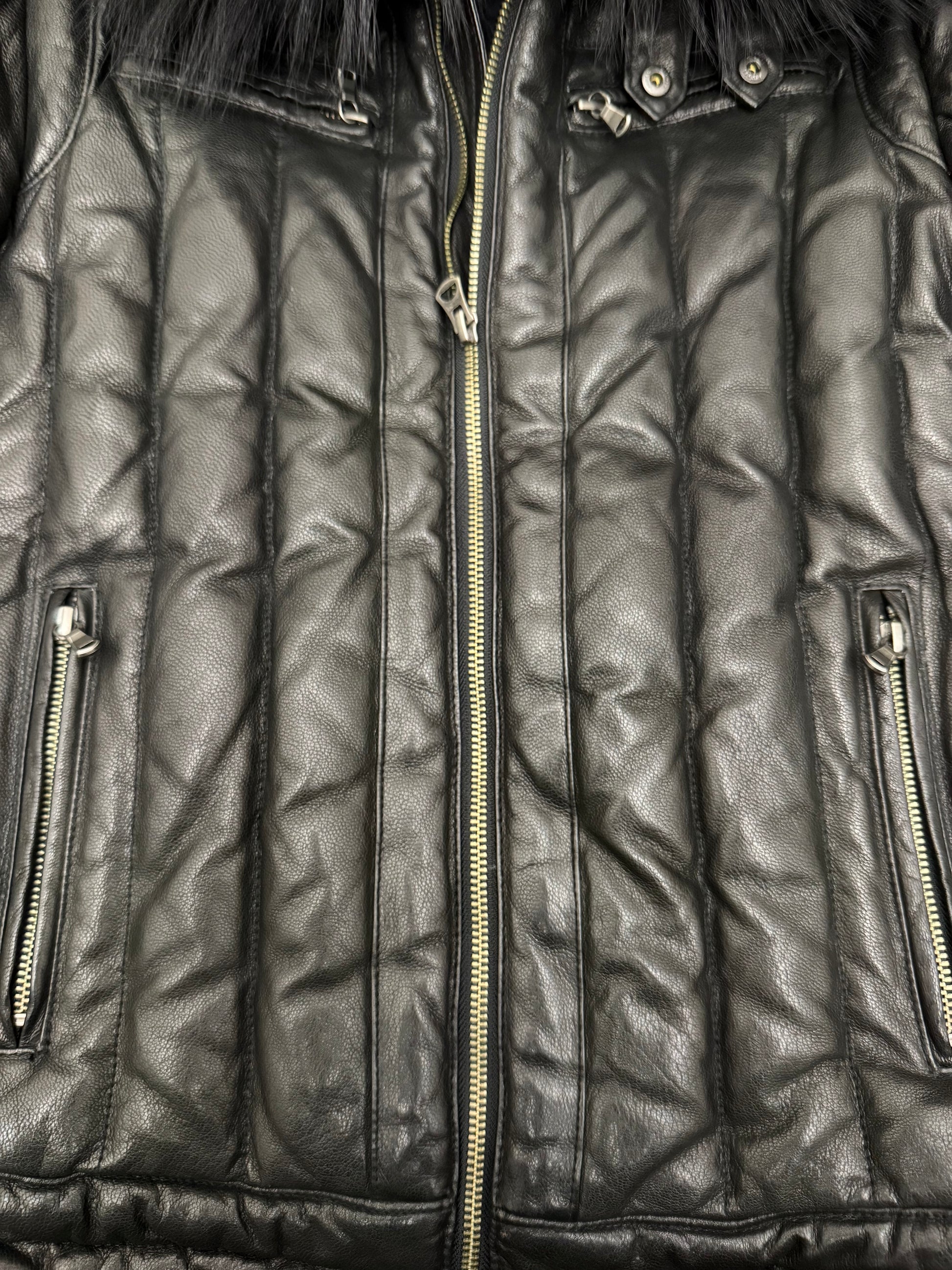 Tornado Mart Fur Leather Puffer Jacket