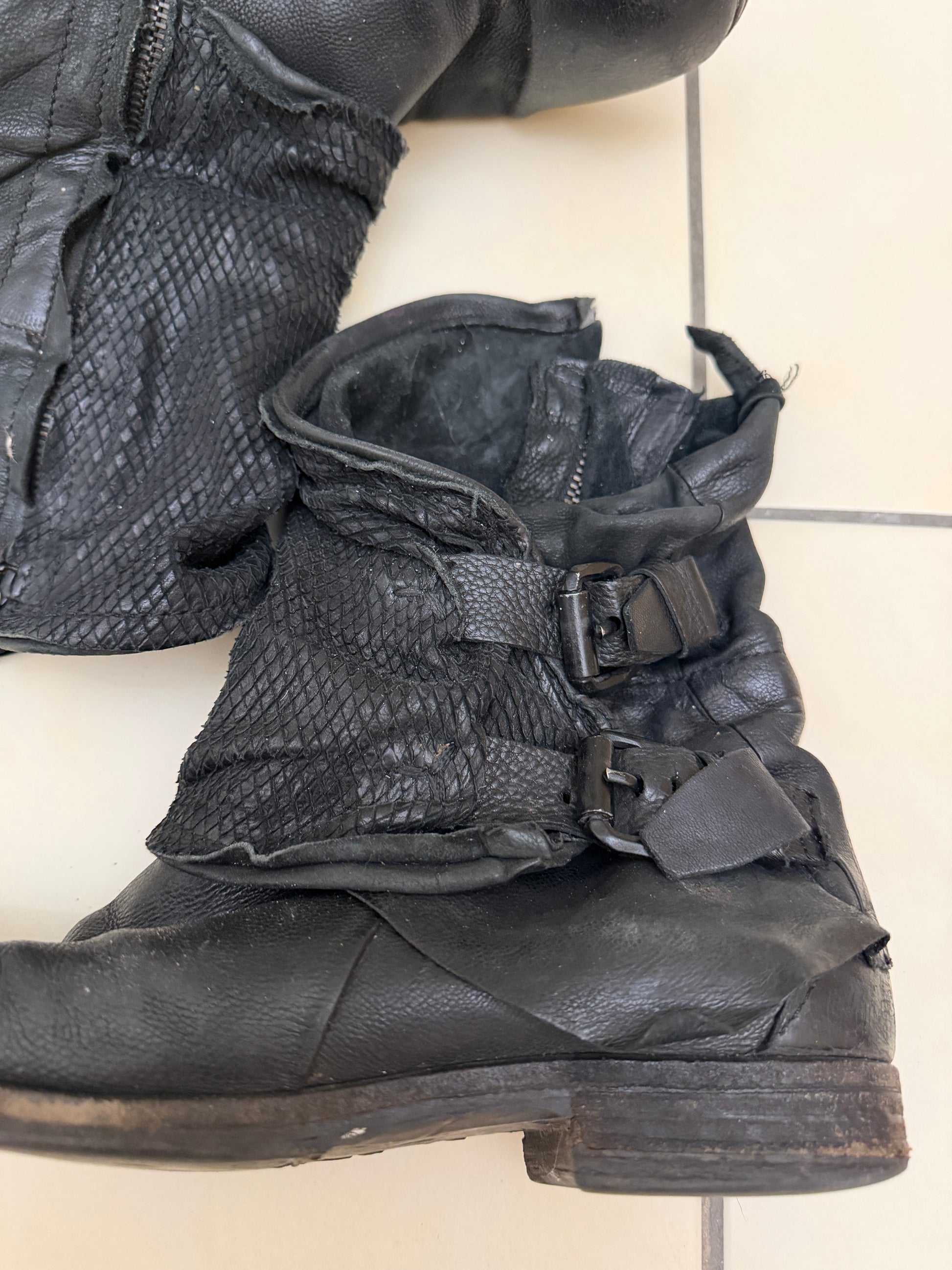 AS98 Strap Snakeskin Boots