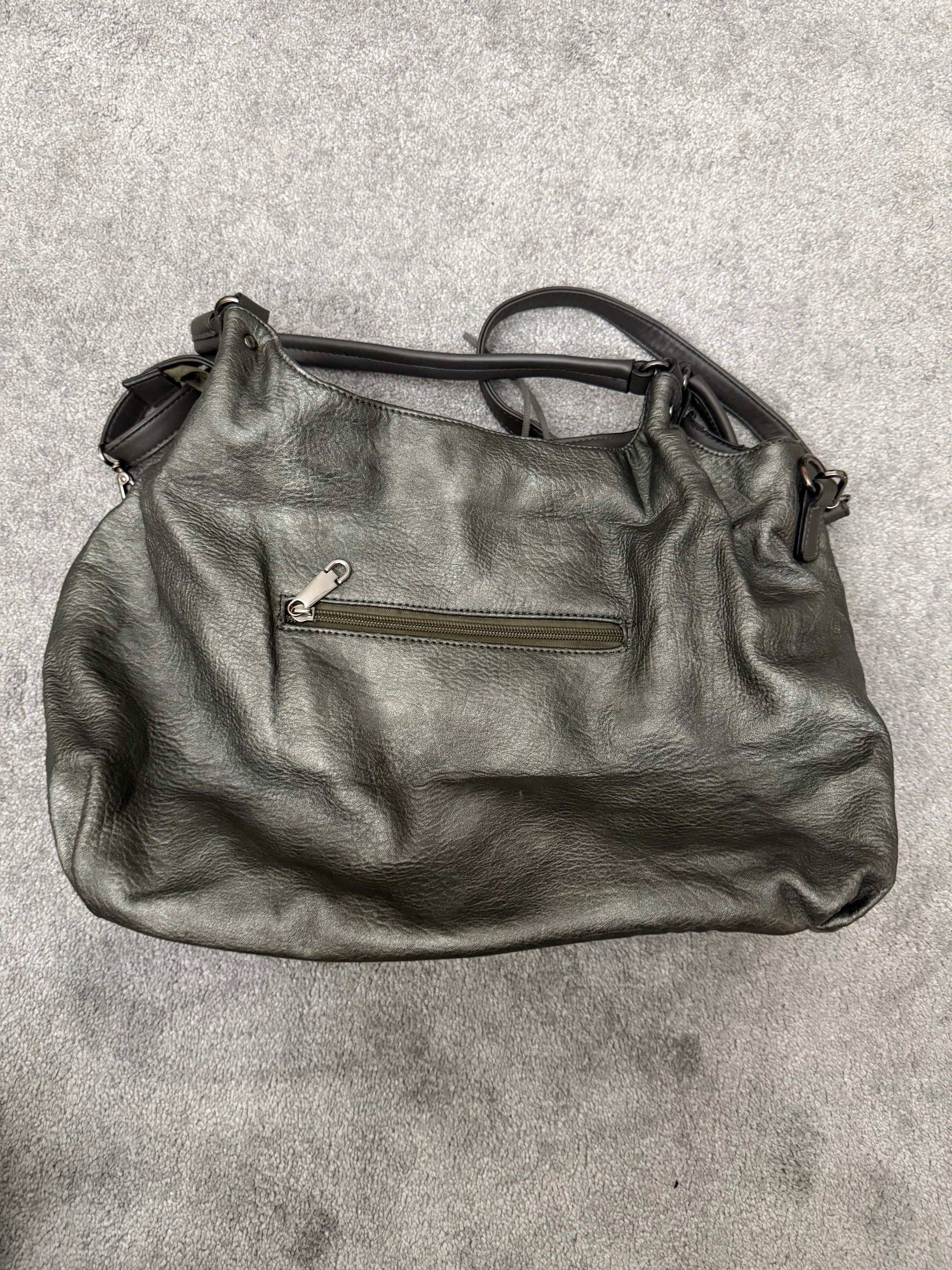 MUTANT tripple zipper studded tassels leather bag