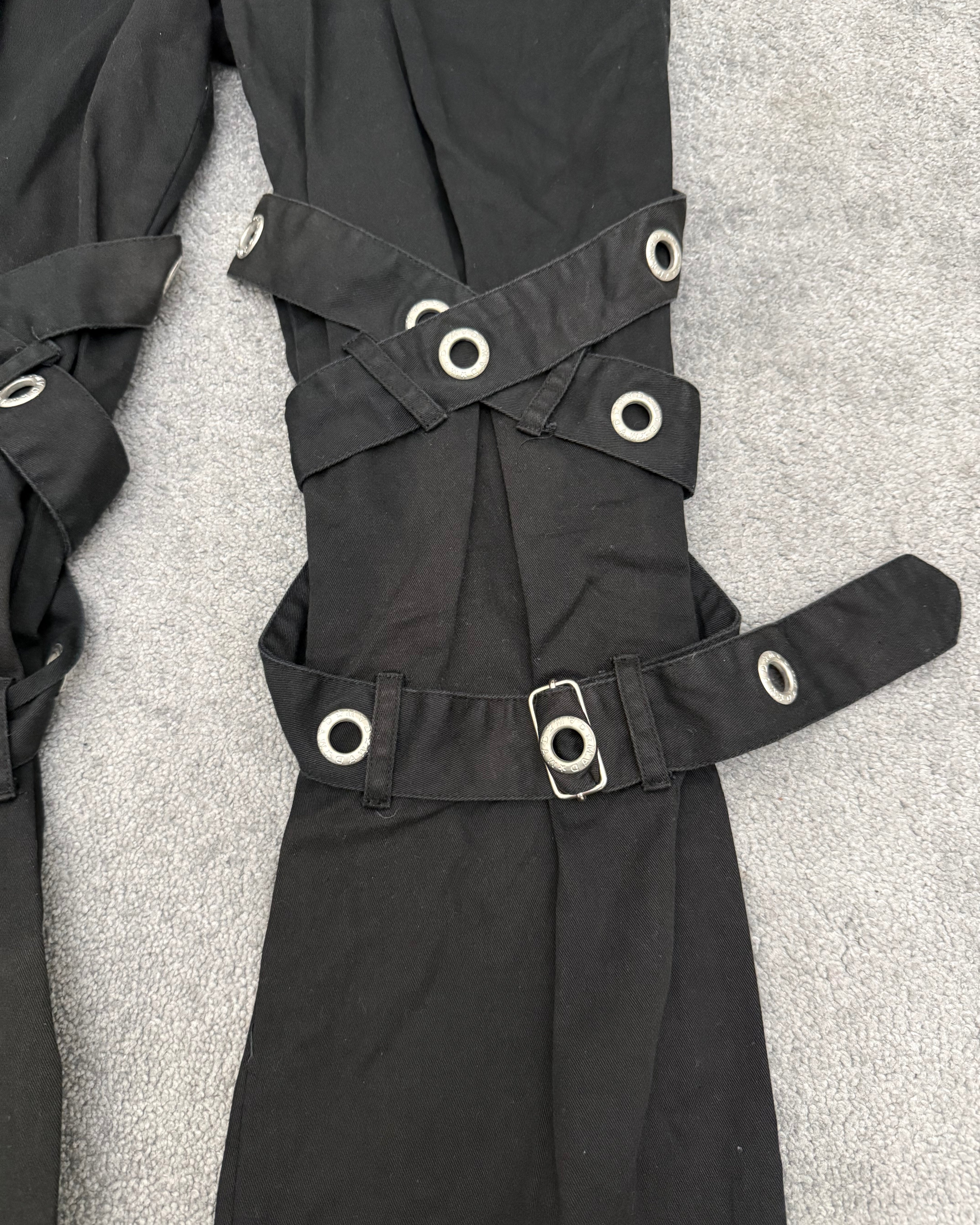 M Punk studded Red Cross Bondadge flared pants