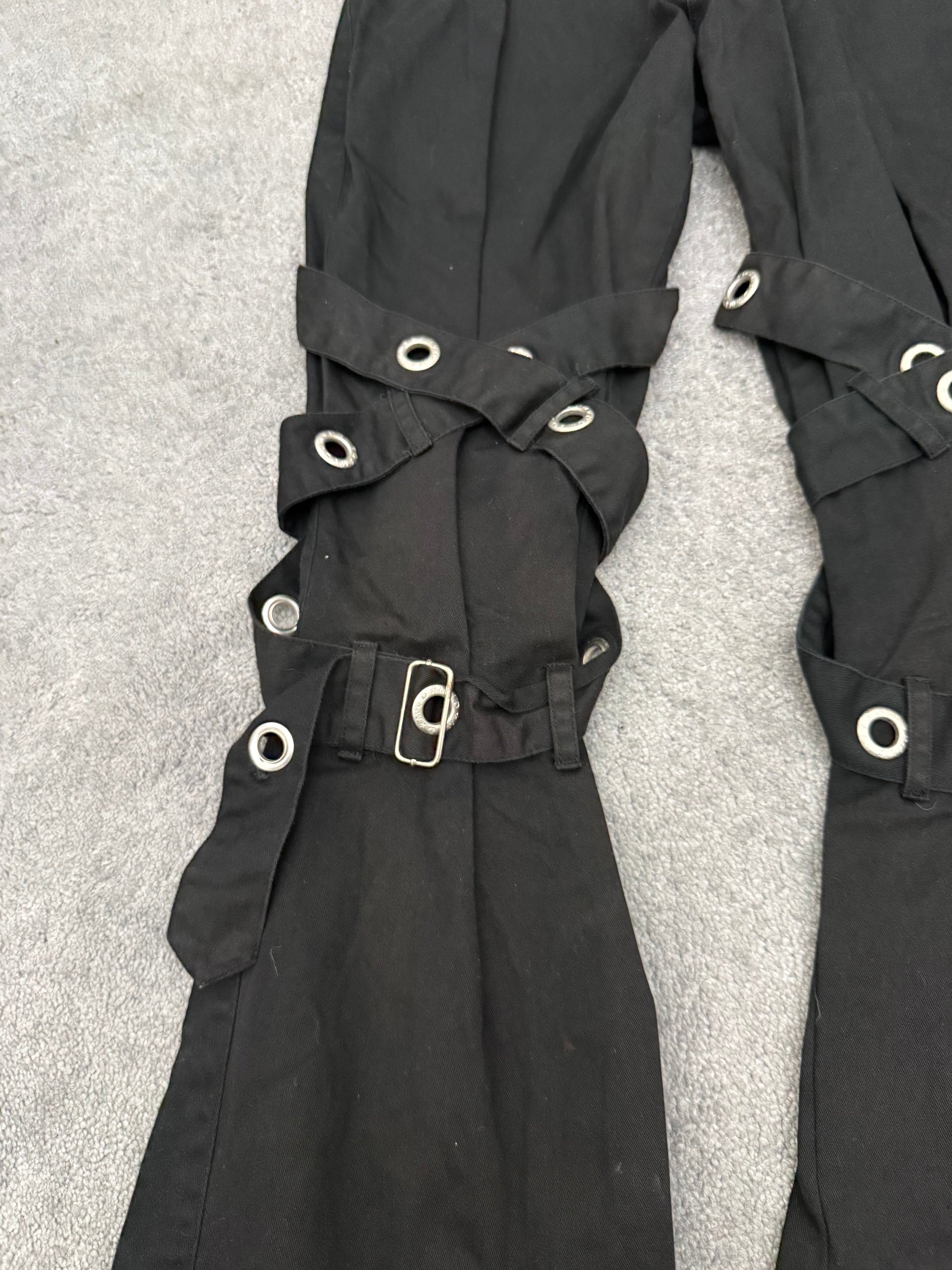 M Punk studded Red Cross Bondadge flared pants