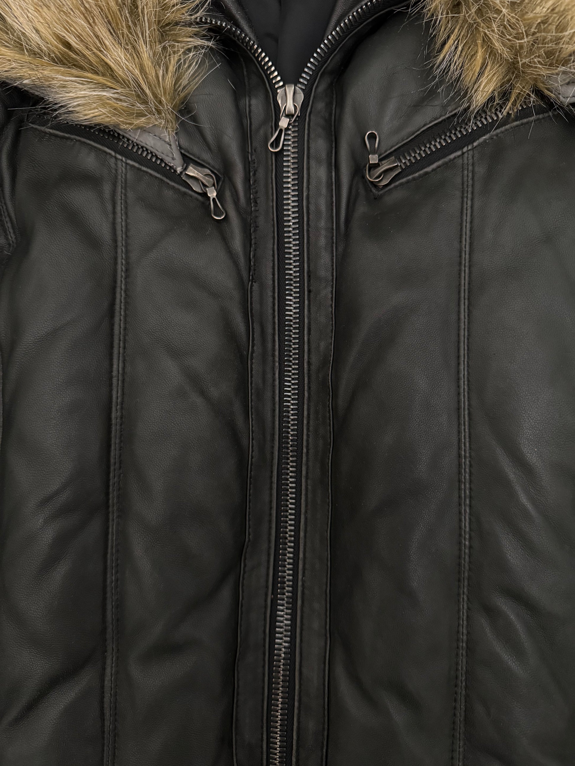 Shellac Fur madness puffer leather jacket