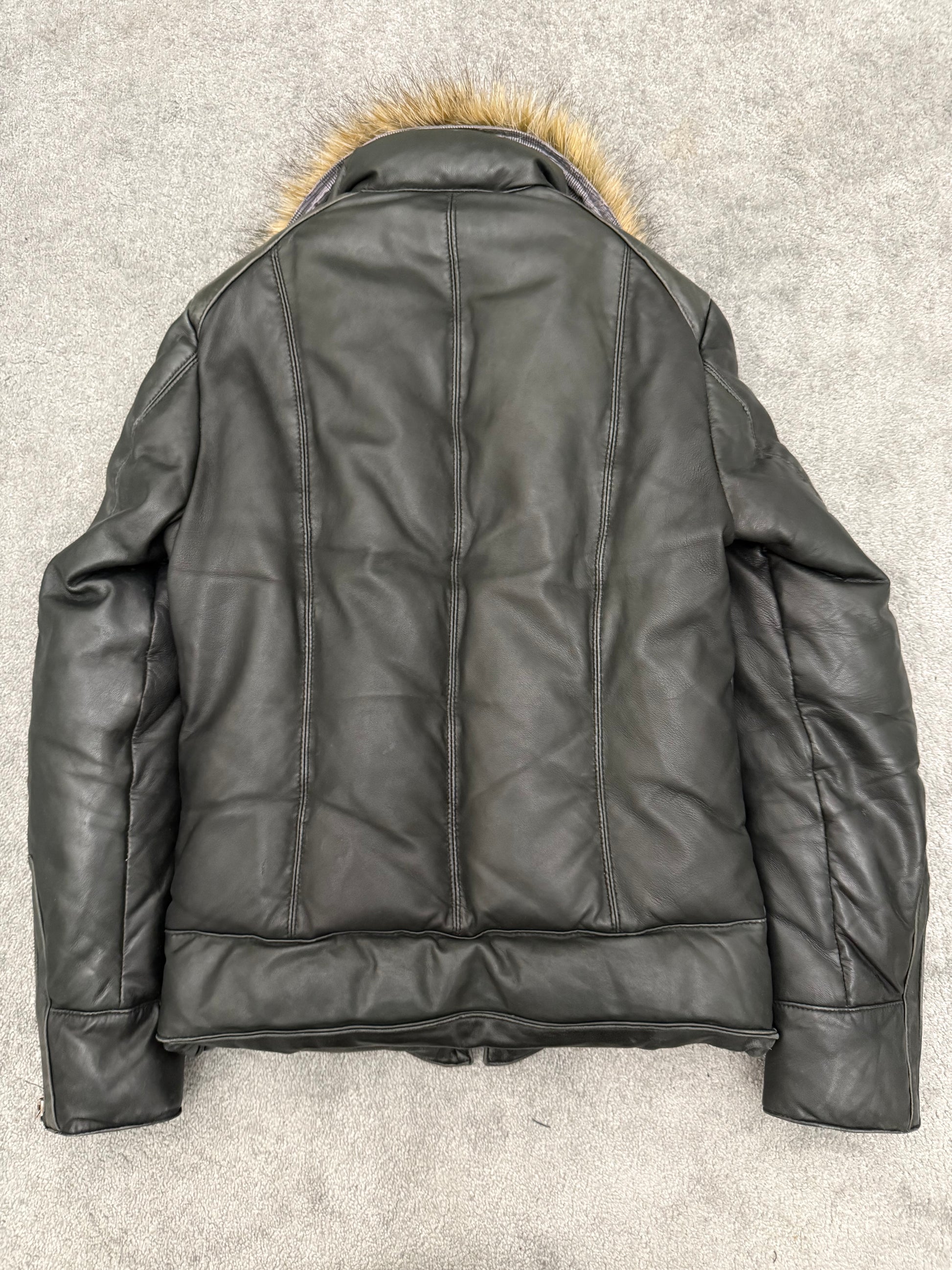 Shellac Fur madness puffer leather jacket
