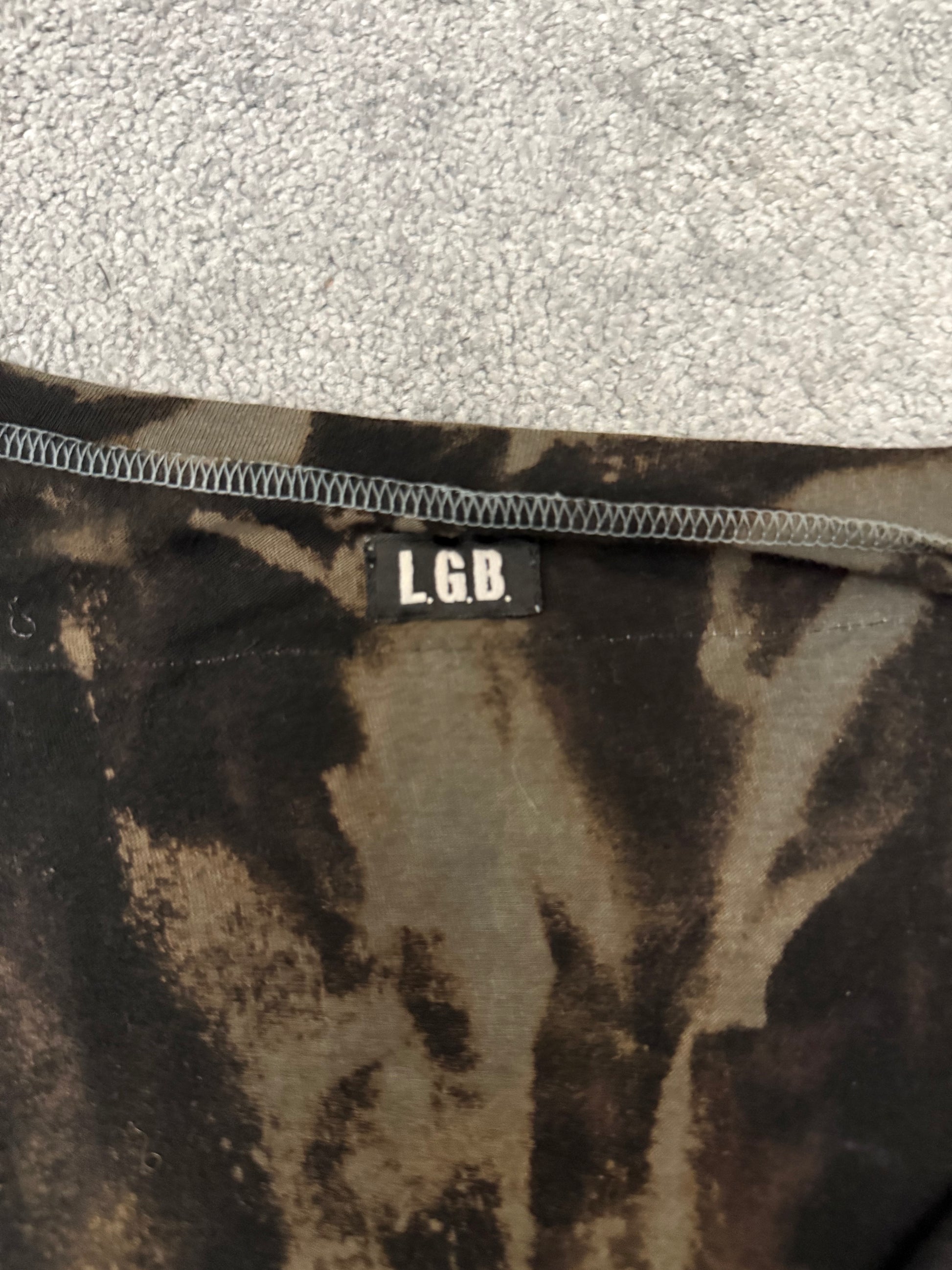 L.G.B reflective American flag leather patched shirt