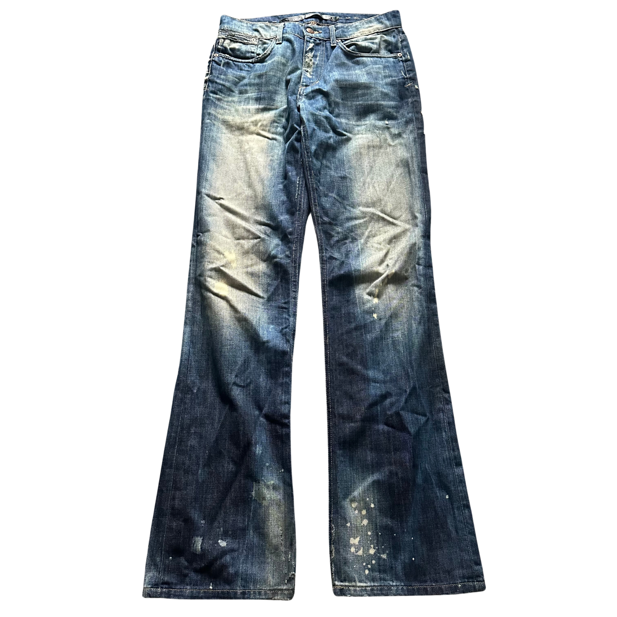 painted & distressed bootcut pants