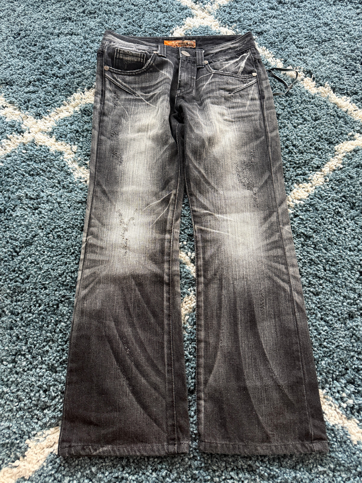Husky Metal Eagle Distressed Flared Pants