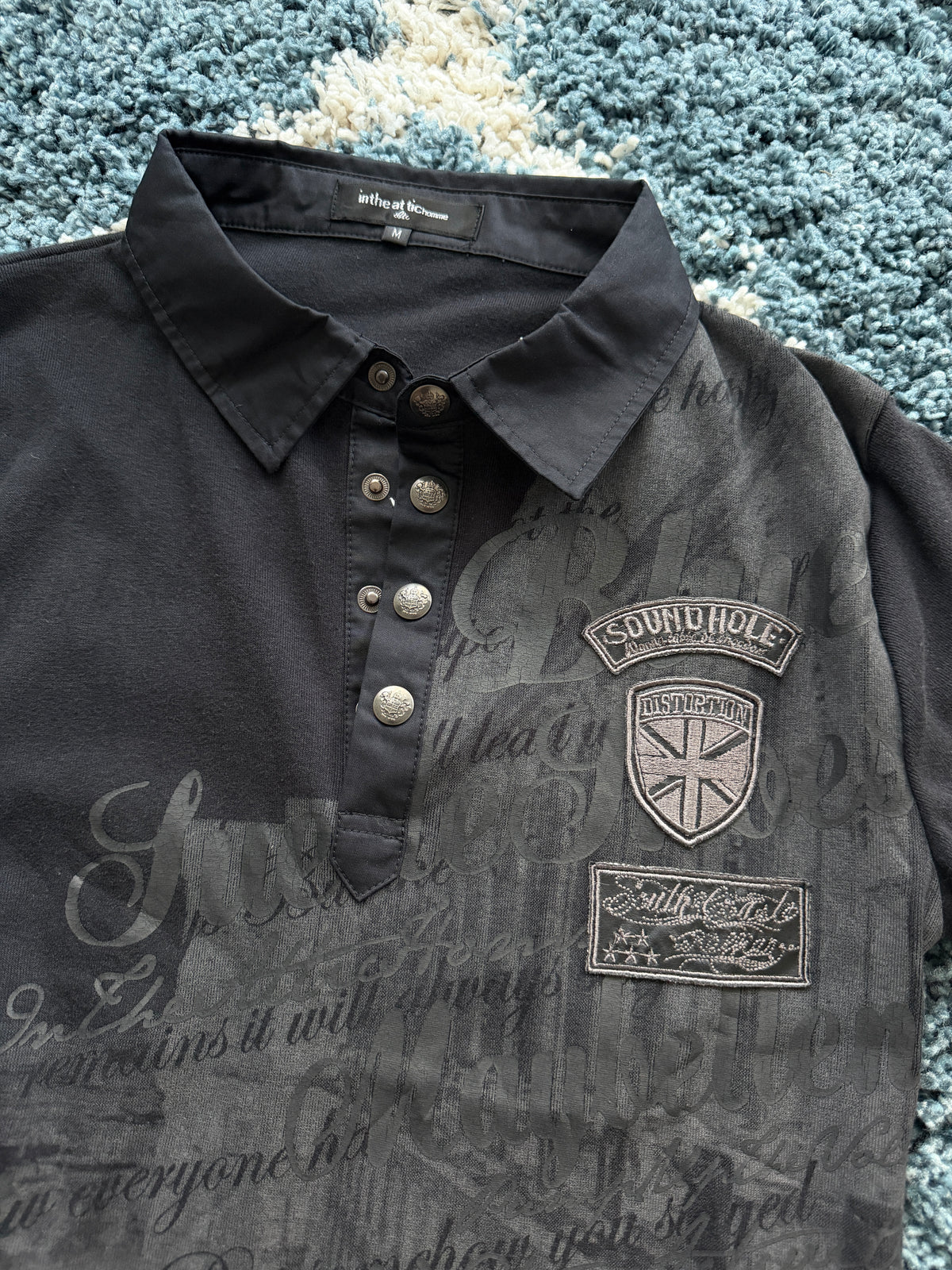 In The Attic Waxed Patched Polo Shirt