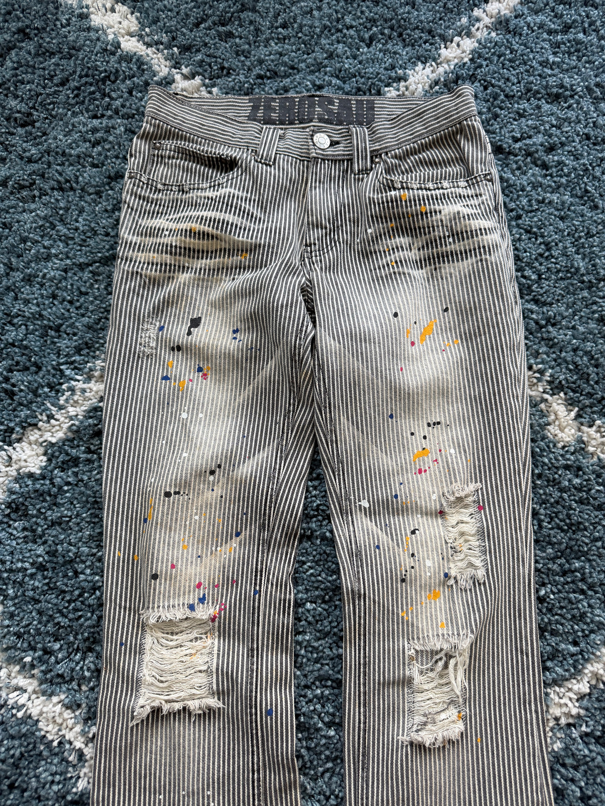 Zero Sail Splattered Pinstripe Flared Pants