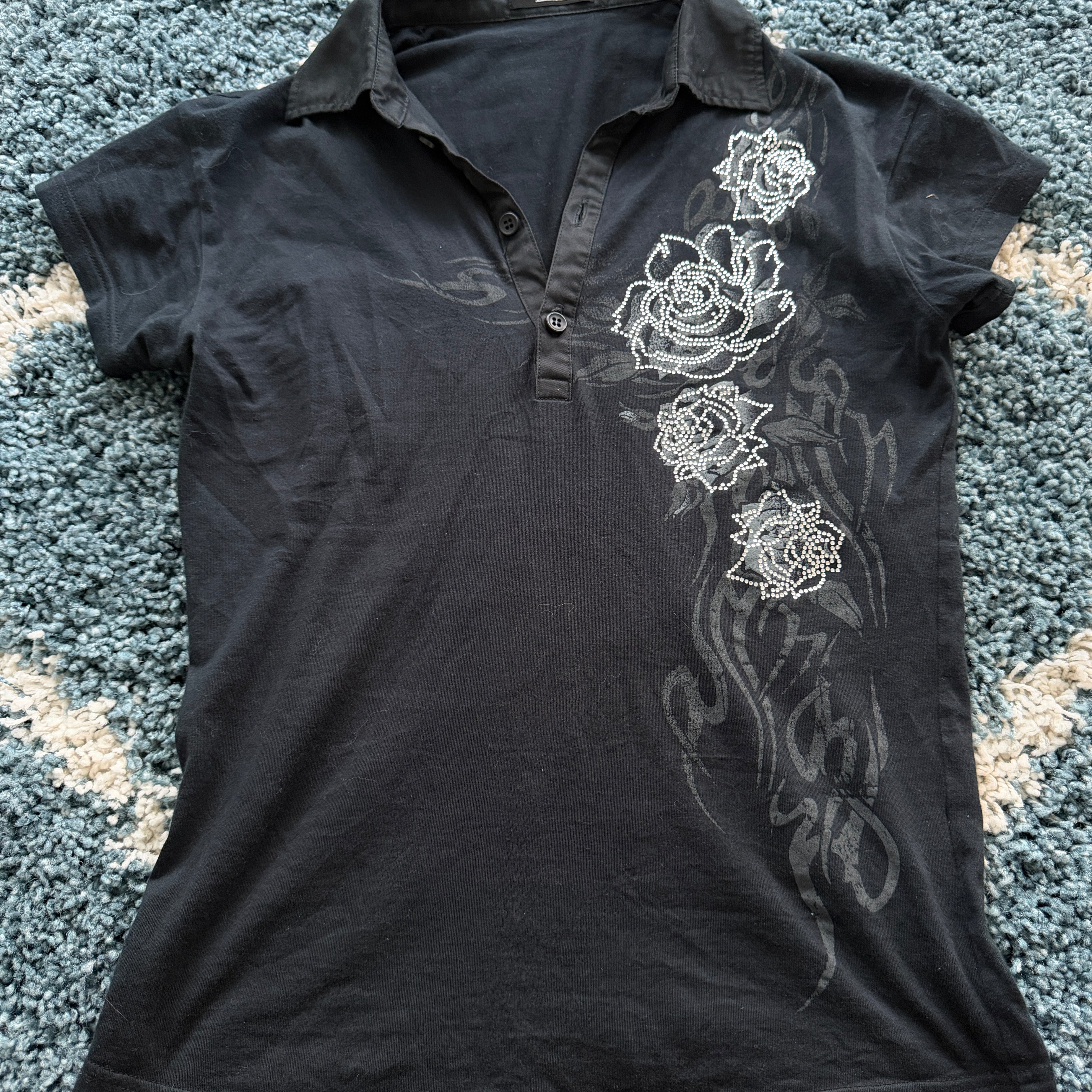 Tornado Mart Tribal Rhinestone Polo Shirt