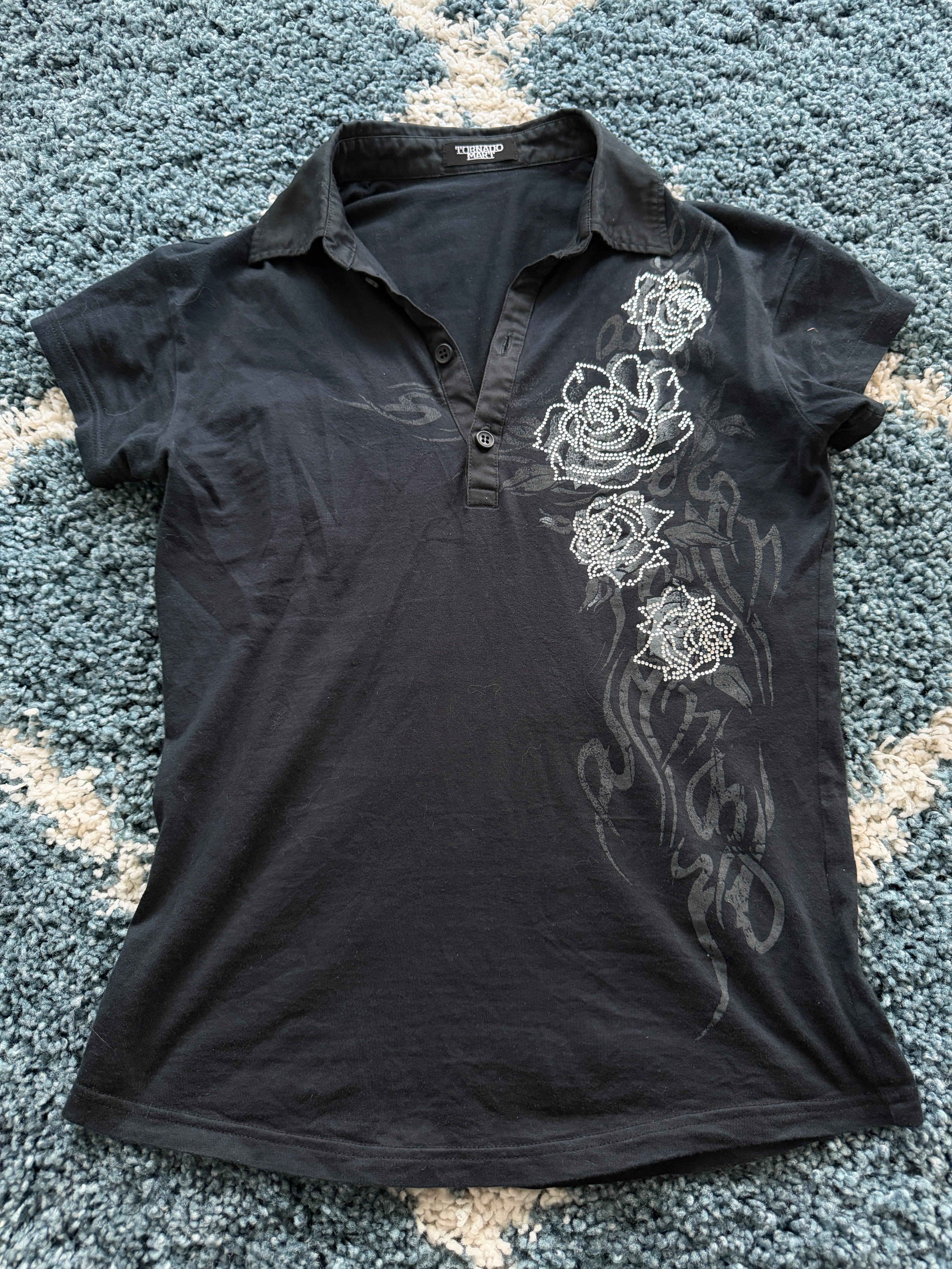 Tornado Mart Tribal Rhinestone Polo Shirt