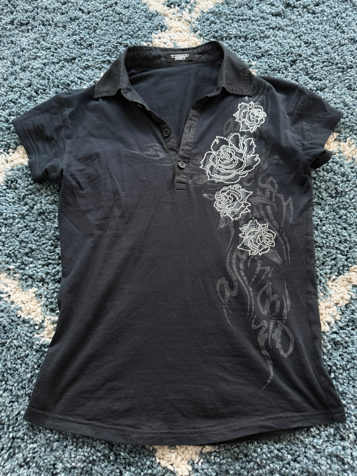 Tornado Mart Tribal Rhinestone Polo Shirt