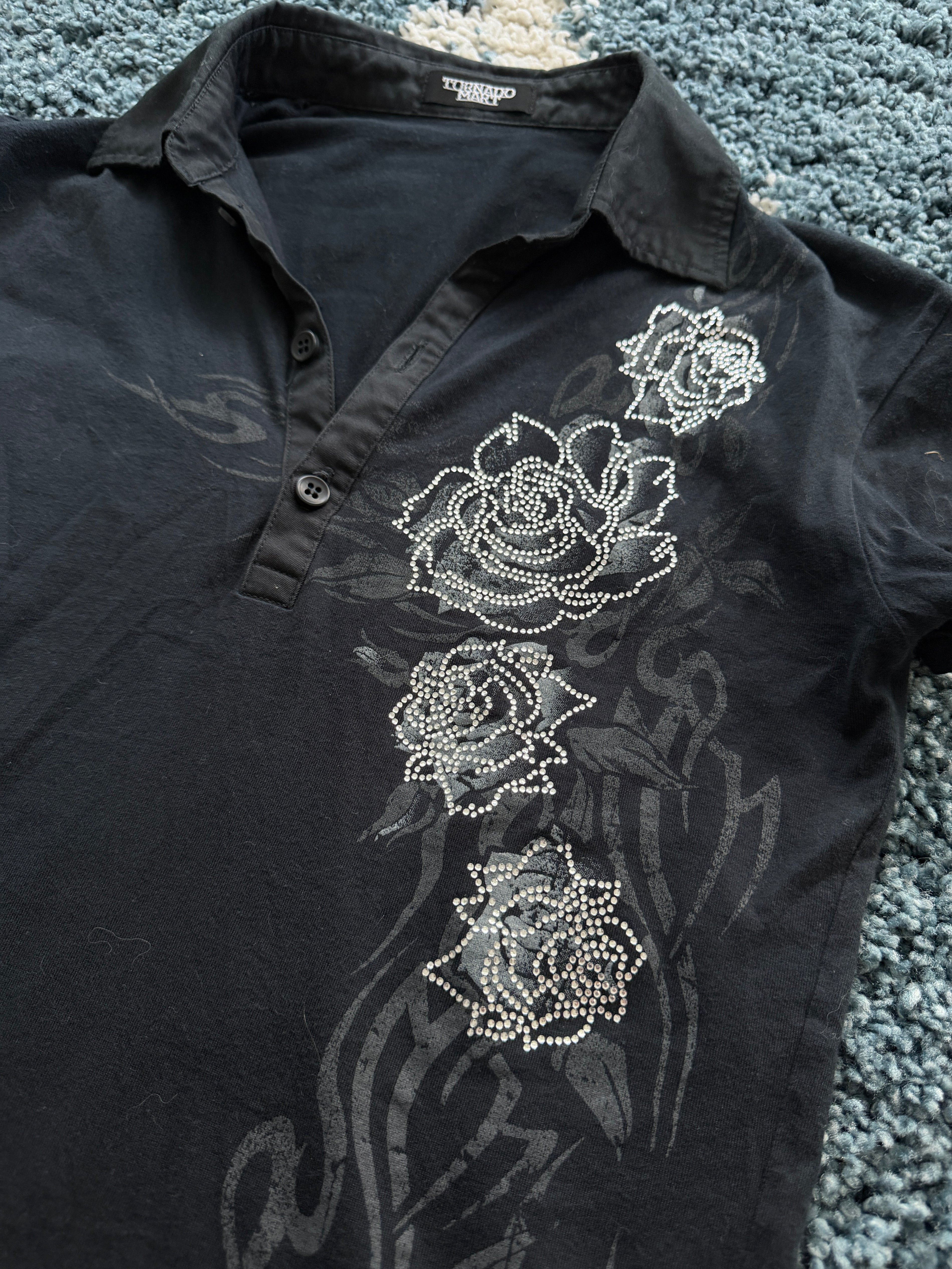 Tornado Mart Tribal Rhinestone Polo Shirt