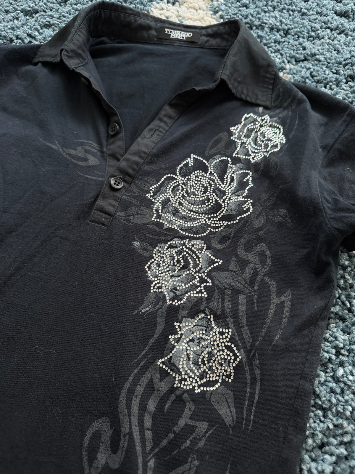 Tornado Mart Tribal Rhinestone Polo Shirt