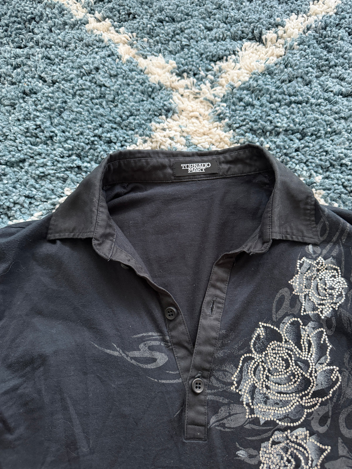 Tornado Mart Tribal Rhinestone Polo Shirt