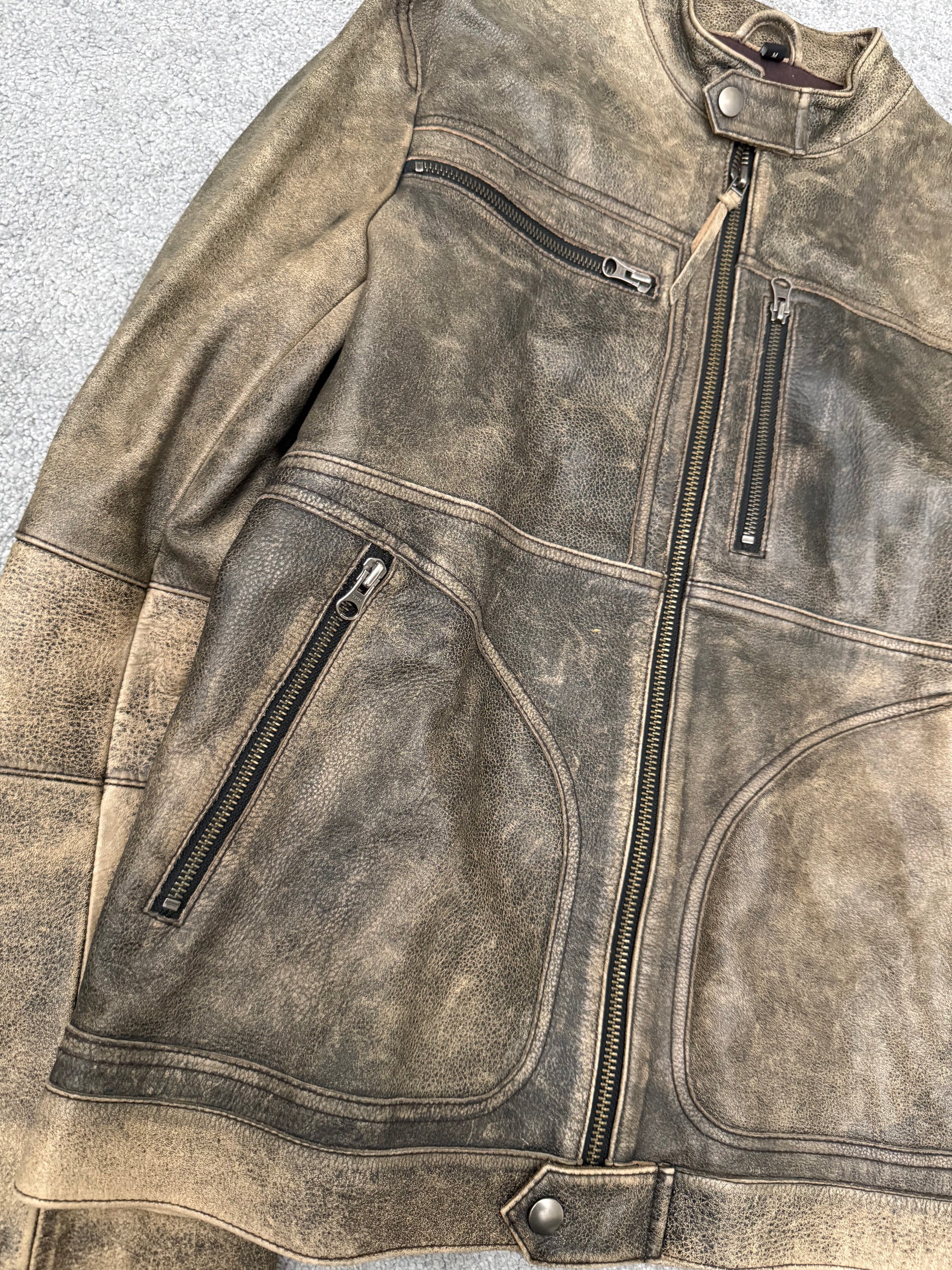 291295 = HOMME multi zip leather rider