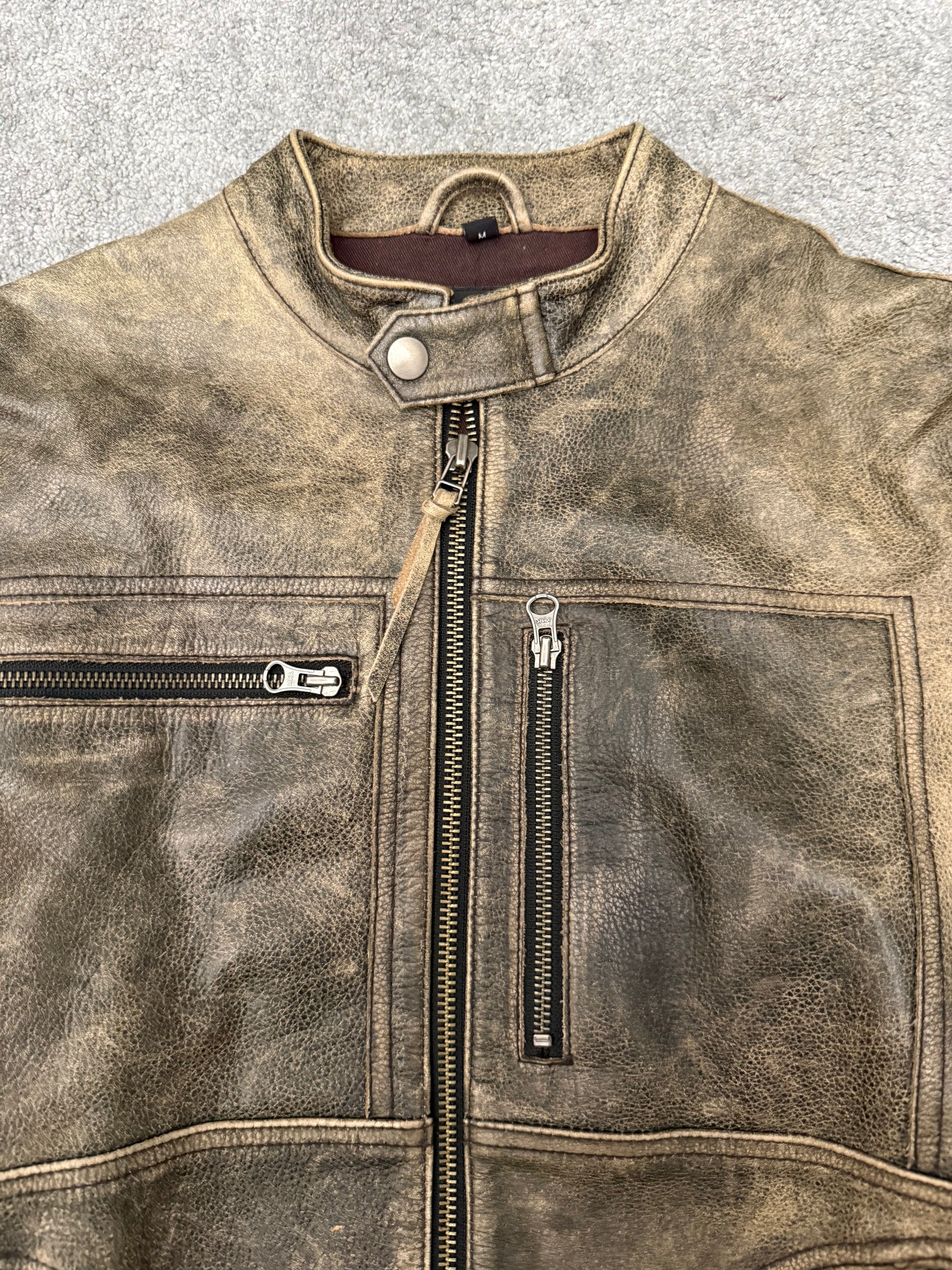 291295 = HOMME multi zip leather rider