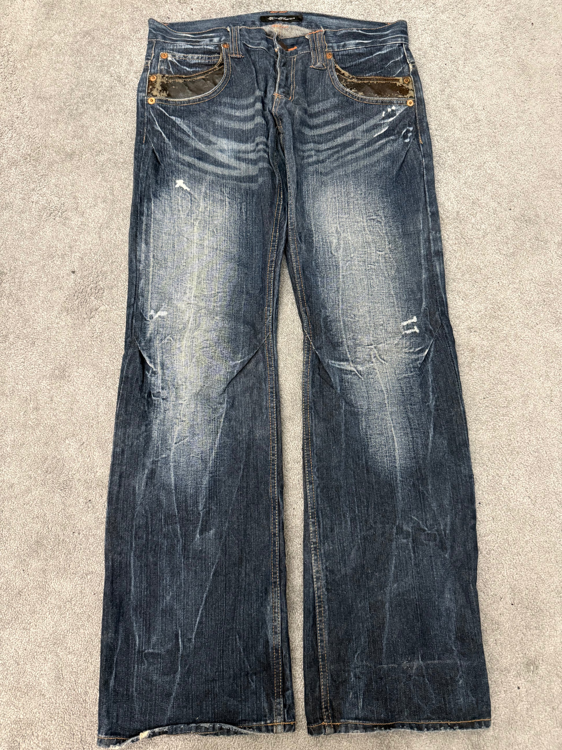 Root3 flap pockets whisker washed flared Pants