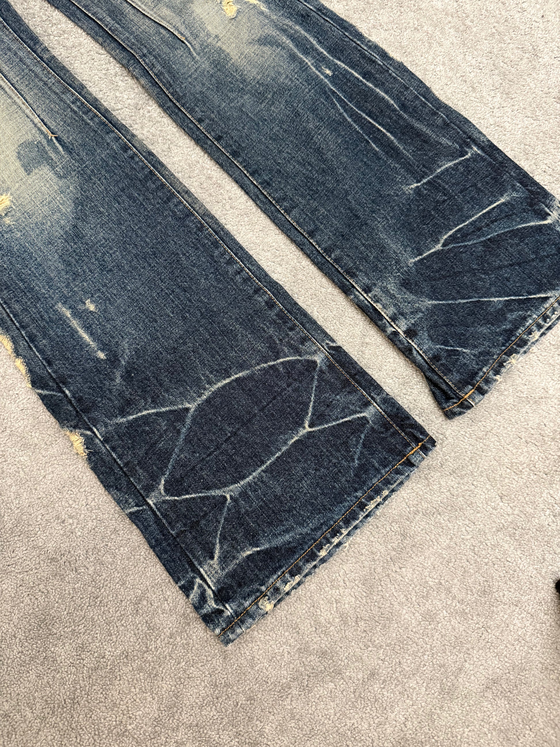 Jack Rose x Luv Maison Distressed splattered flared denim