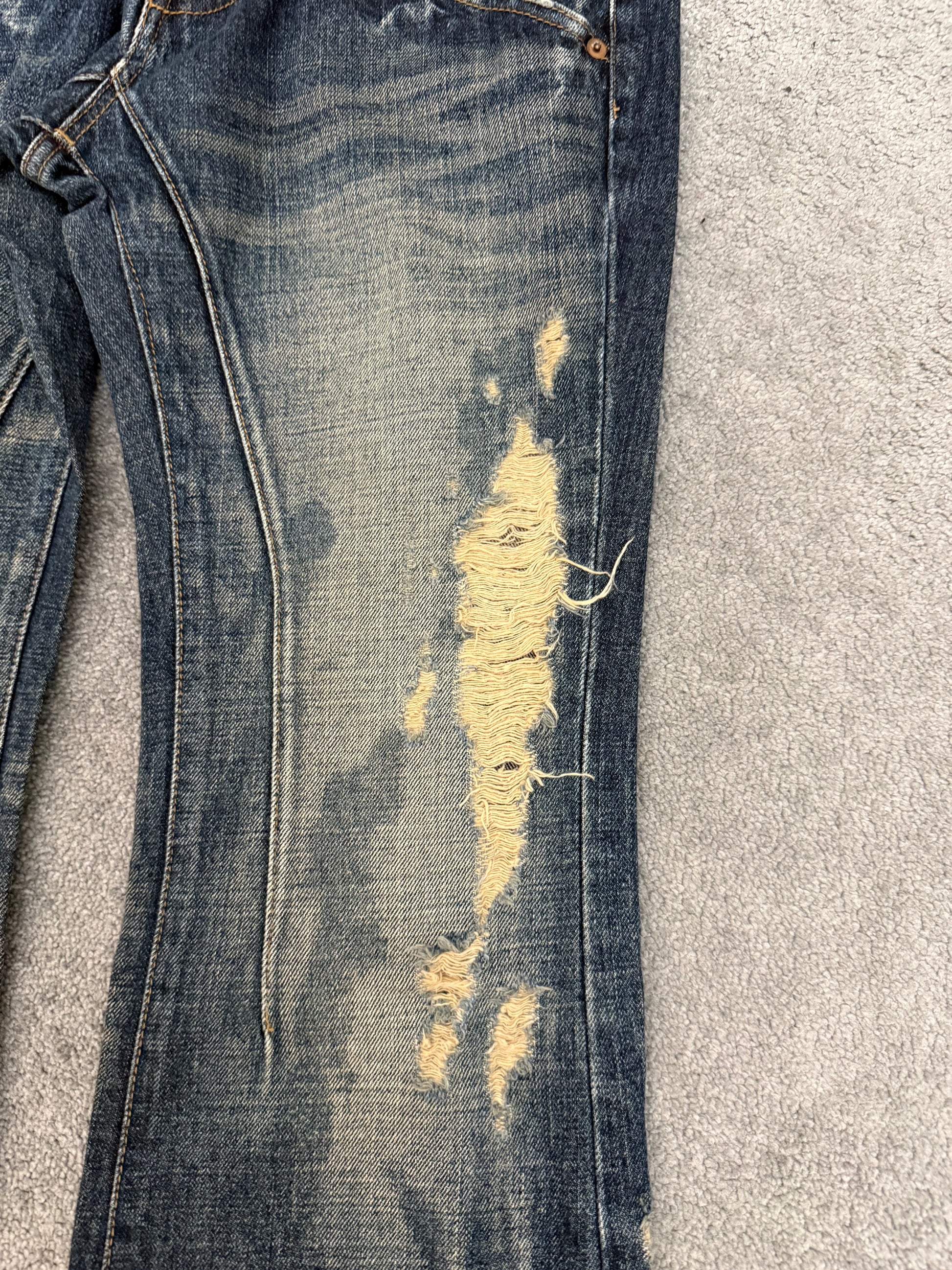 Jack Rose x Luv Maison Distressed splattered flared denim