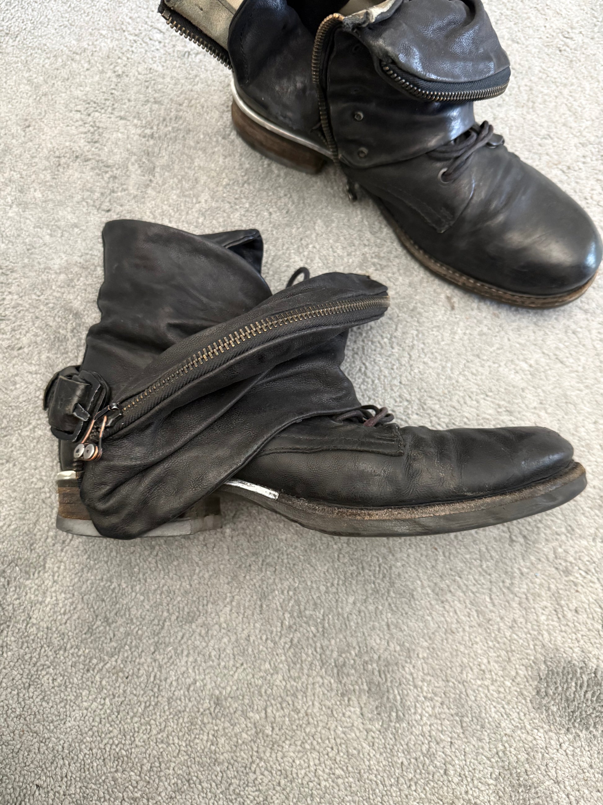 A.S 98 foldable snakeskin detachable buckled boots