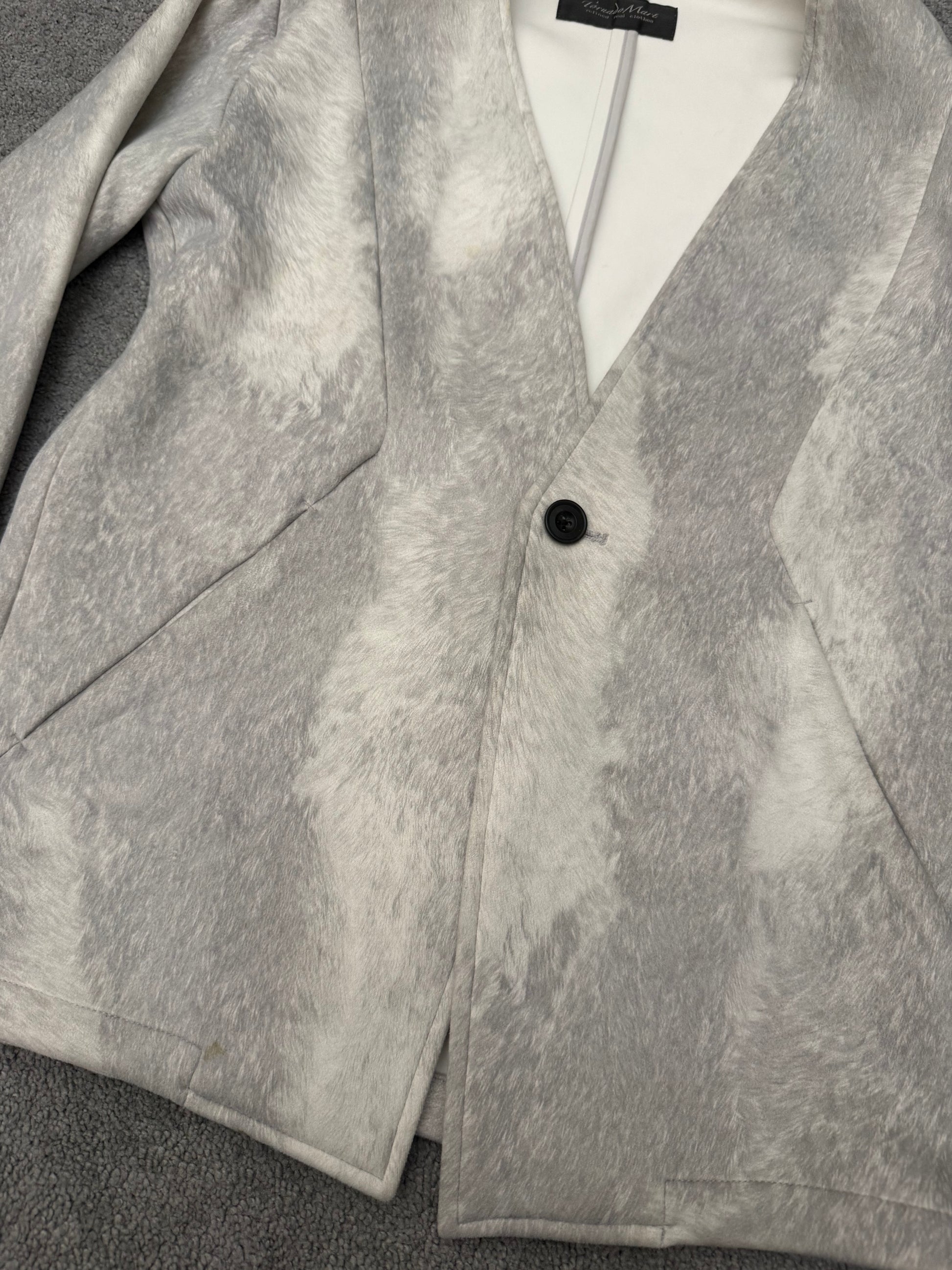 Tornado Mart white wolf suede blazer