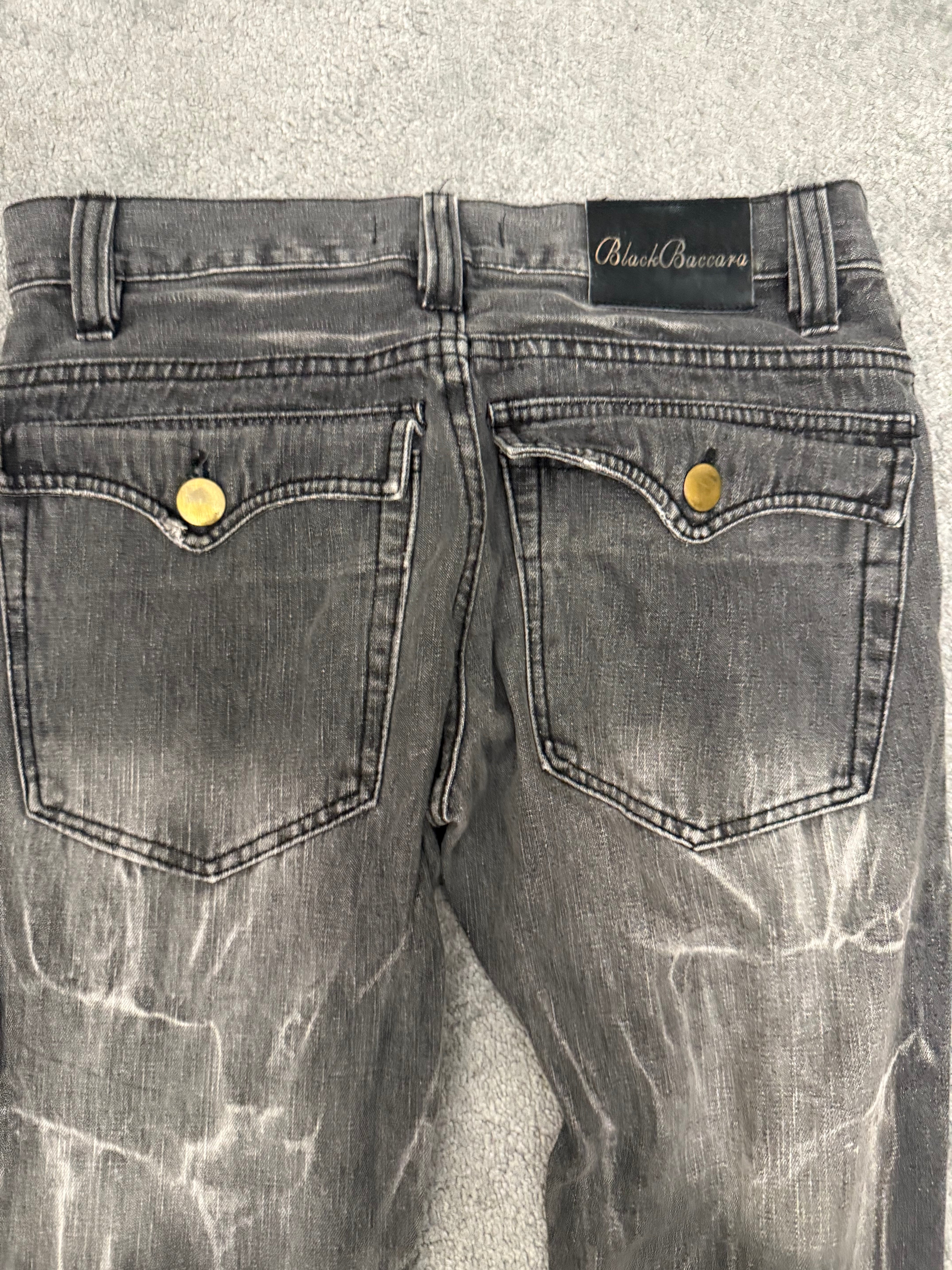 Black Baccara Distressed spiral flared Pants