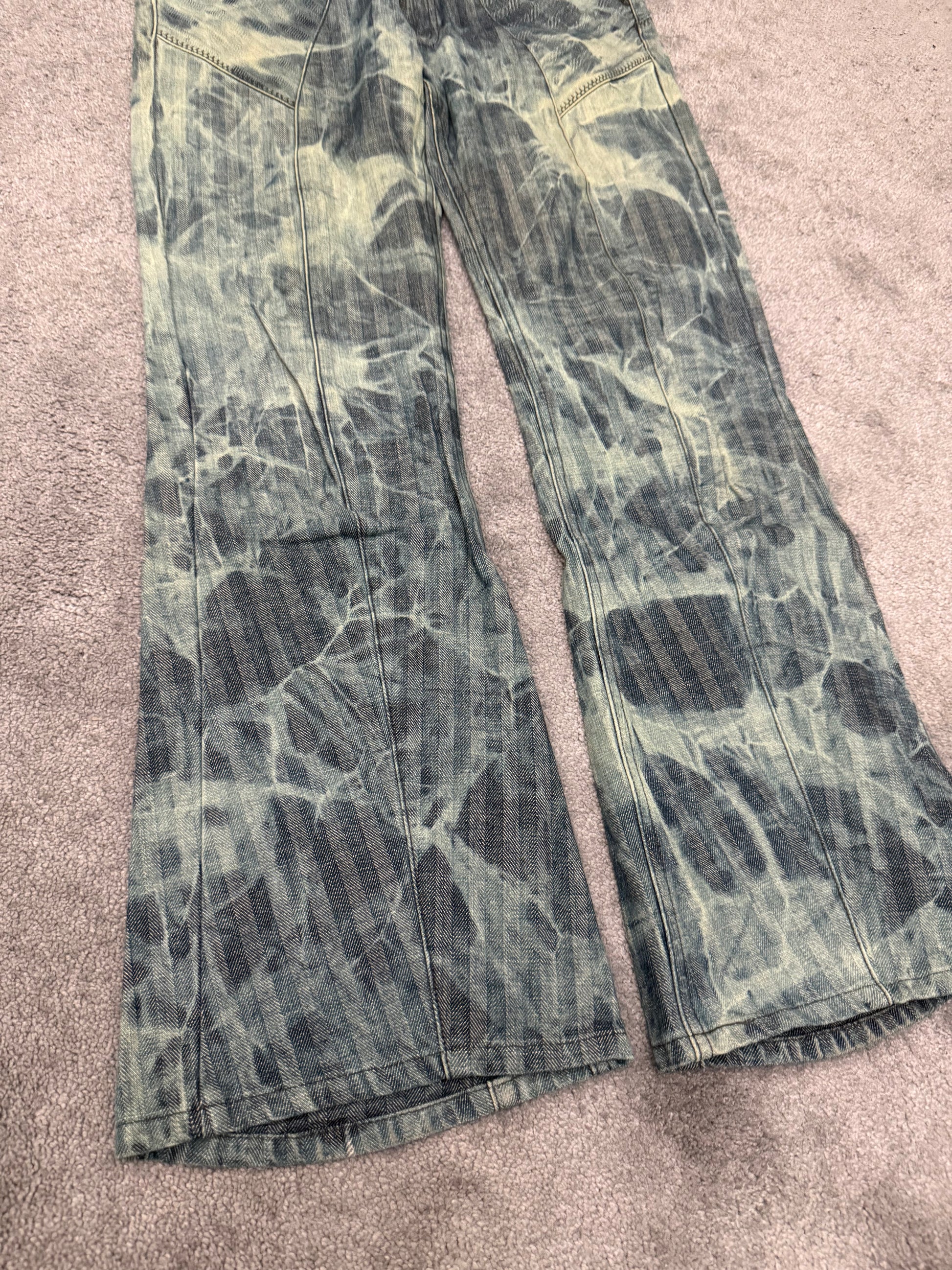 Rupert Ocean Blue Back Zip Flared Denim