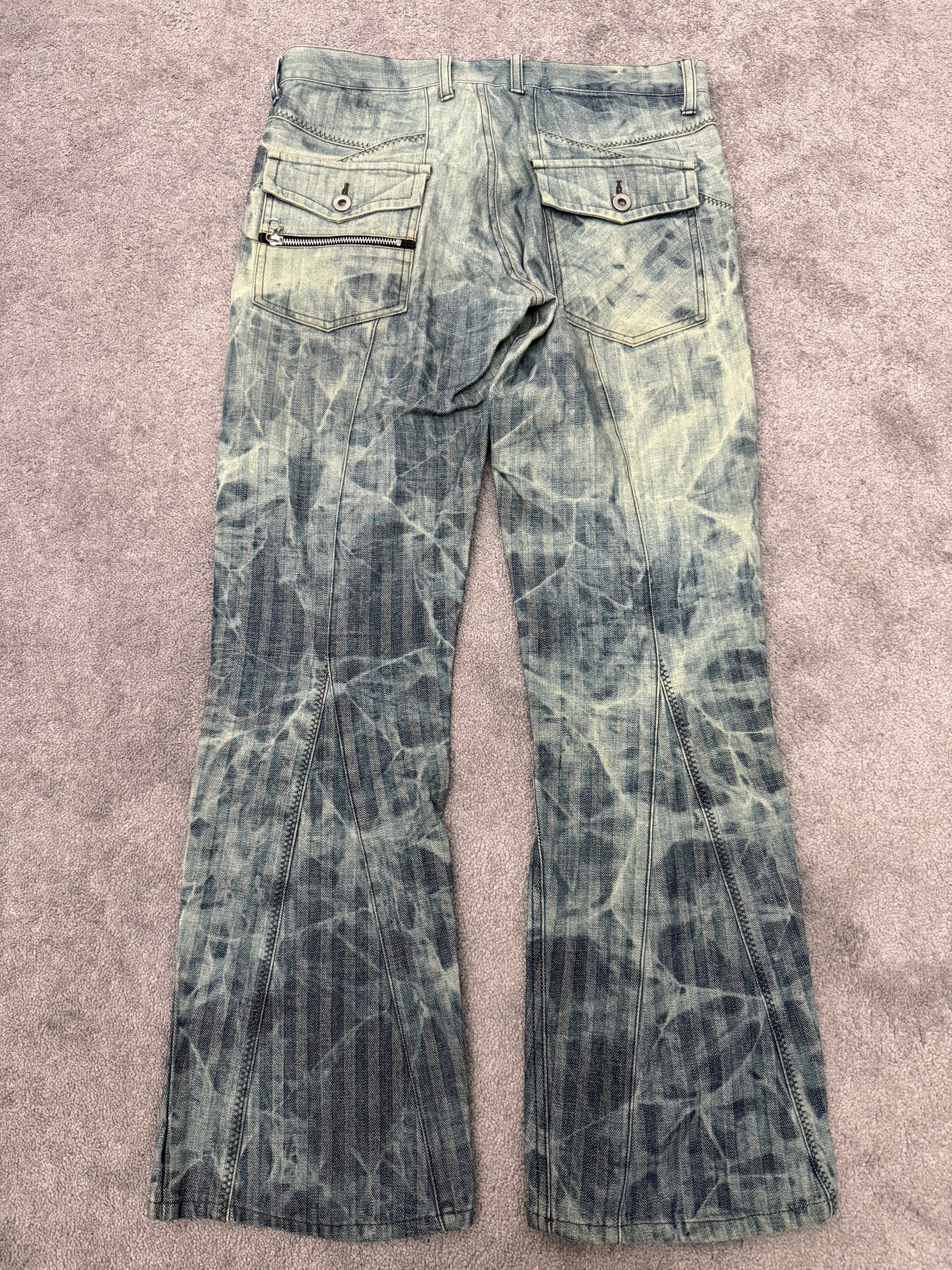 Rupert Ocean Blue Back Zip Flared Denim