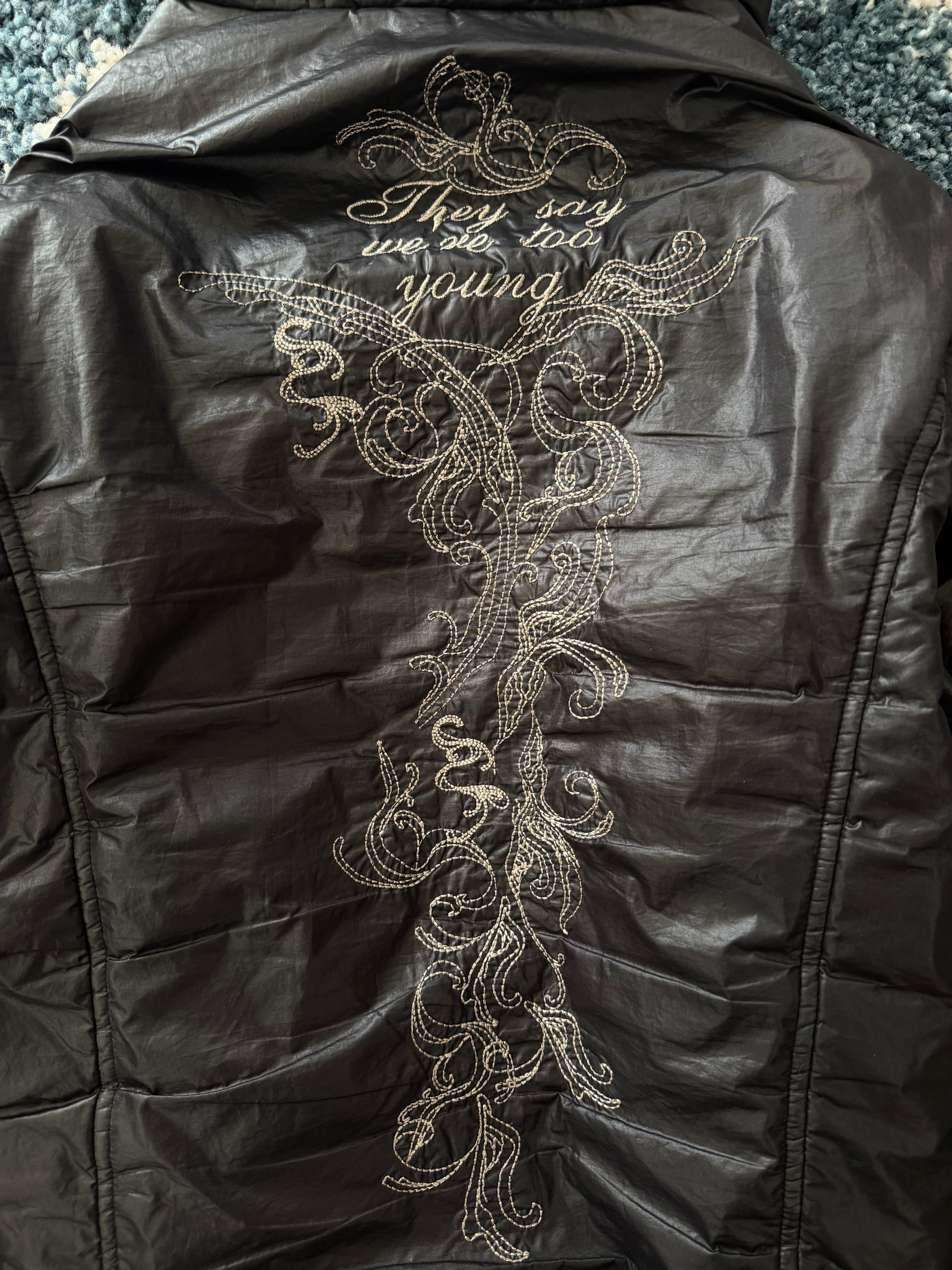 Midas Tribal Embroidery Poem Puffer Jacket