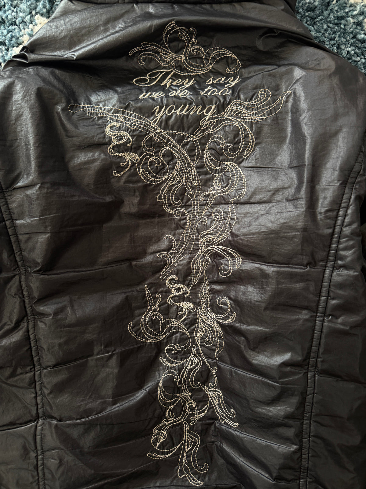 Midas Tribal Embroidery Poem Puffer Jacket