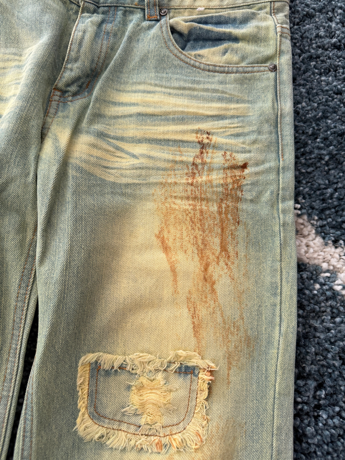 Zero sail toxic acid splattered distressed pants