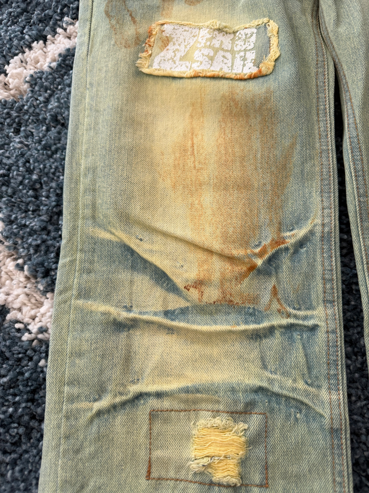 Zero sail toxic acid splattered distressed pants