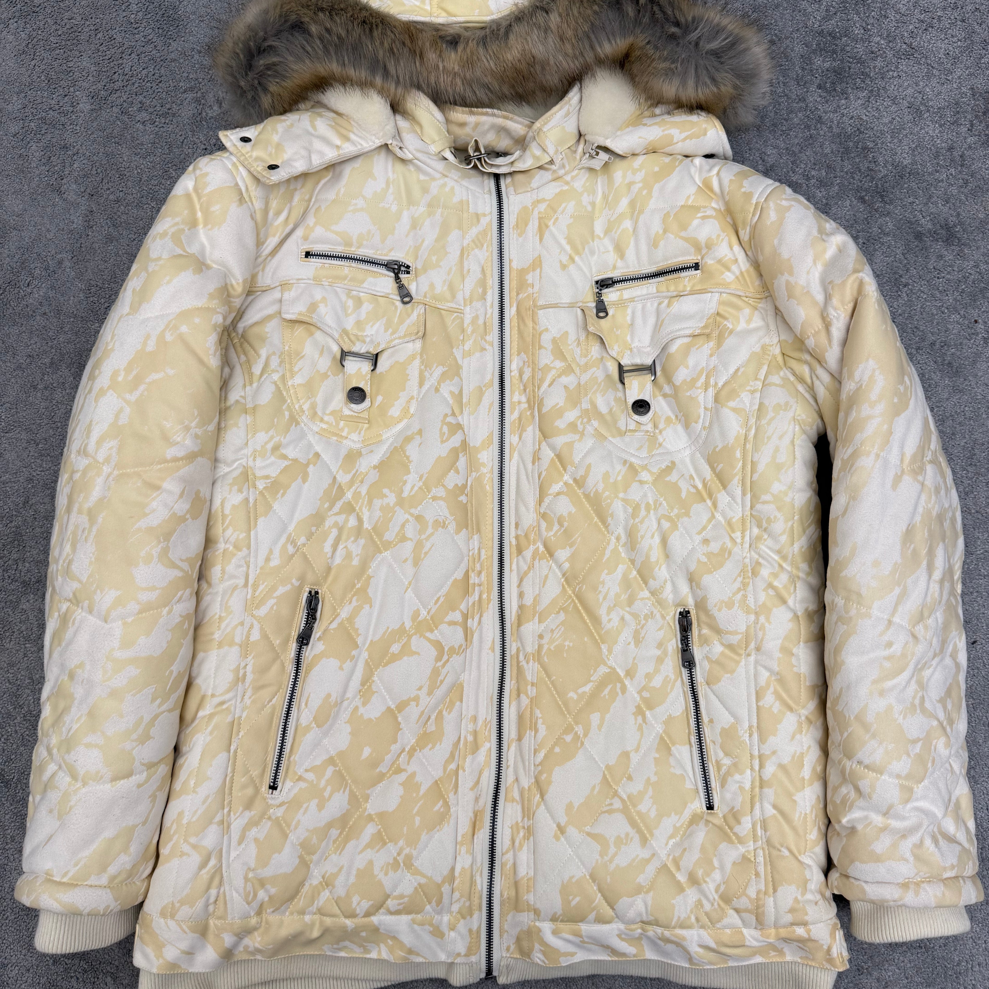 SUPER RARE SIZE In the attic yellow mamba detachable fur puffer jacket