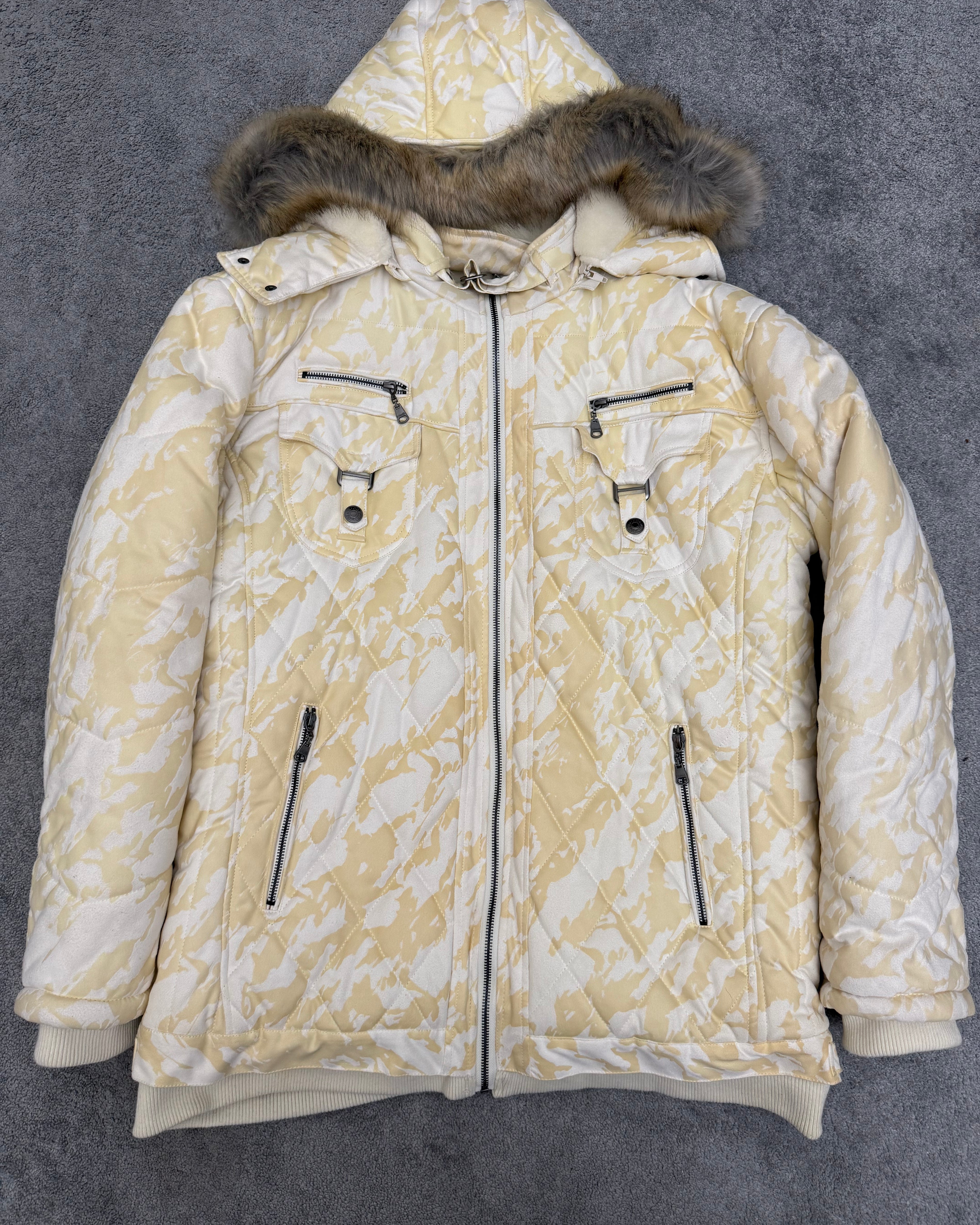 SUPER RARE SIZE In the attic yellow mamba detachable fur puffer jacket