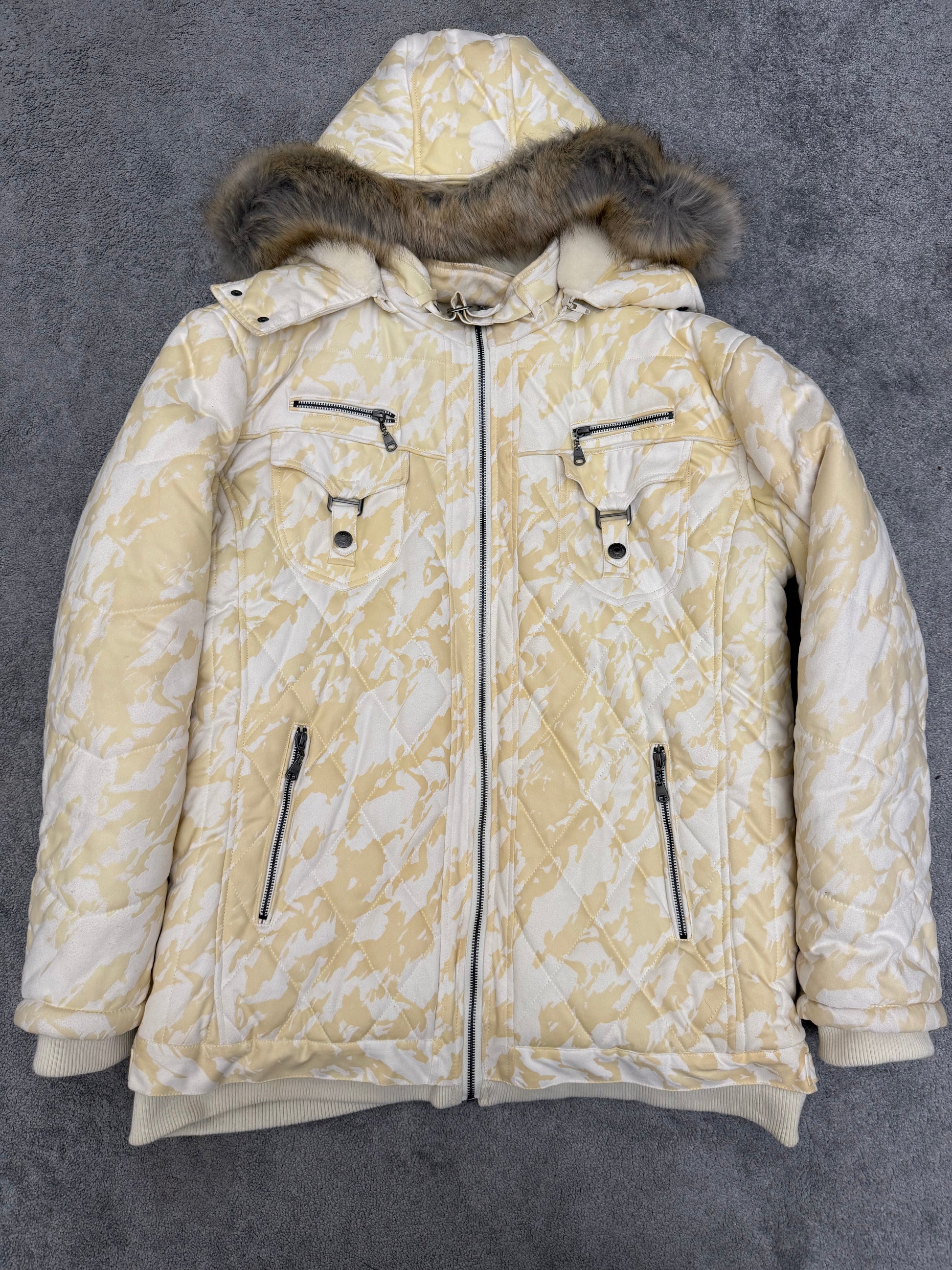 SUPER RARE SIZE In the attic yellow mamba detachable fur puffer jacket