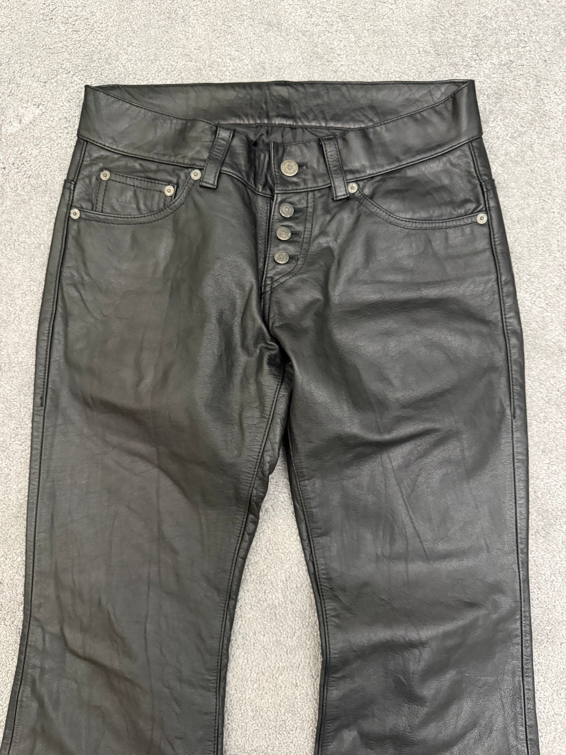 Tornado Mart Black Leather Flared Pants