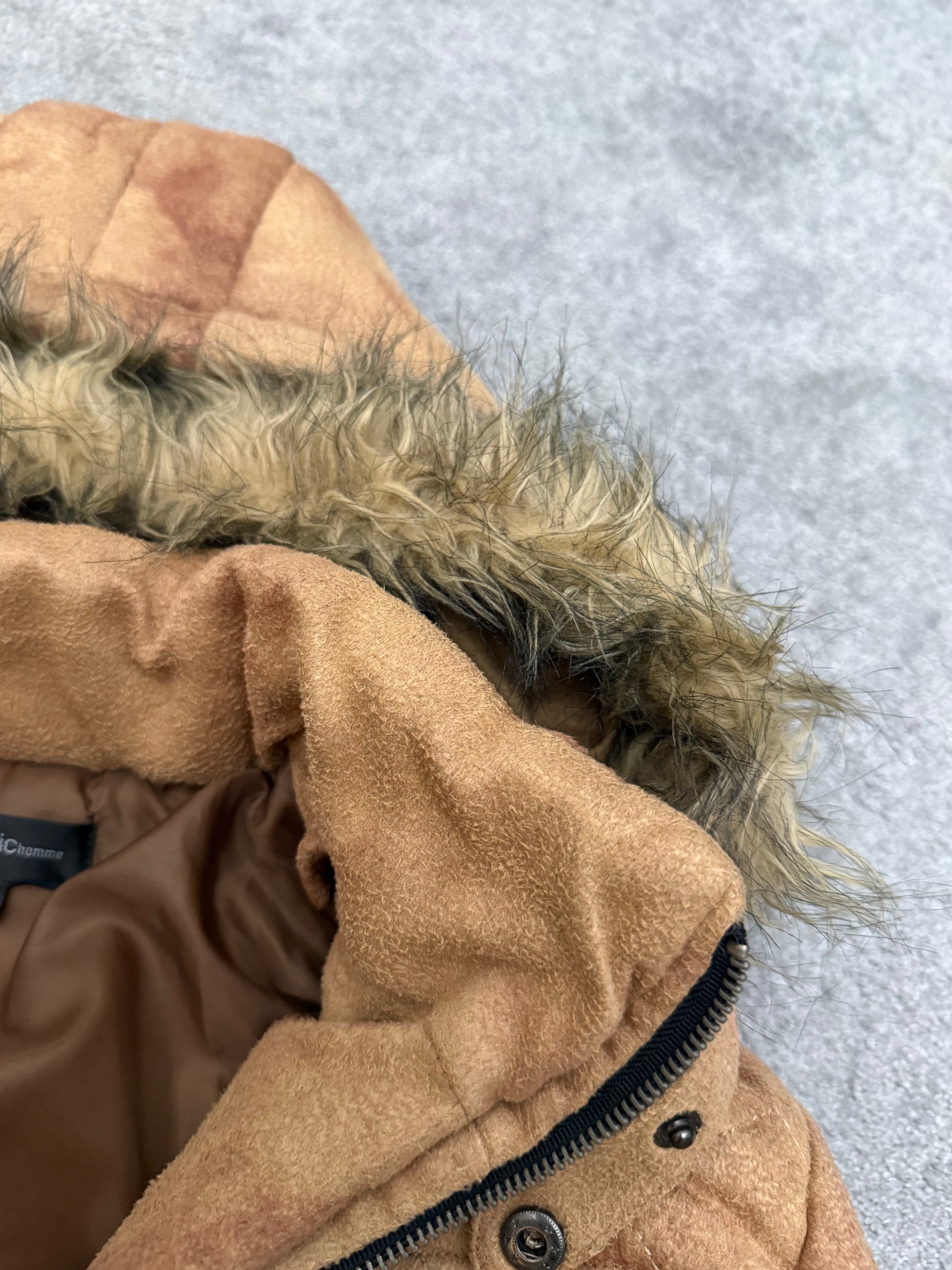 In The Attic Micro Suede Detachable Fur Puffer Jacket