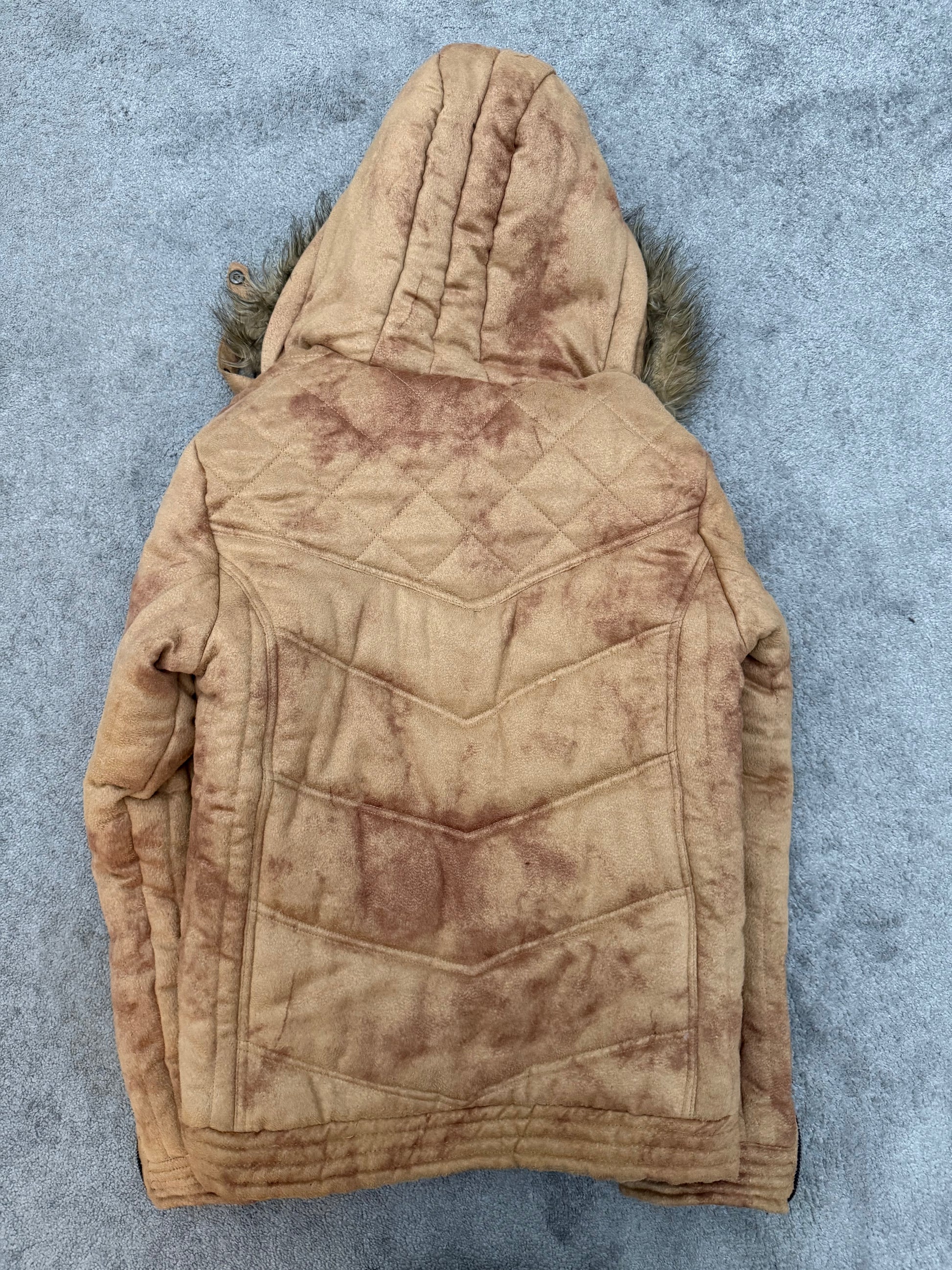 In The Attic Micro Suede Detachable Fur Puffer Jacket