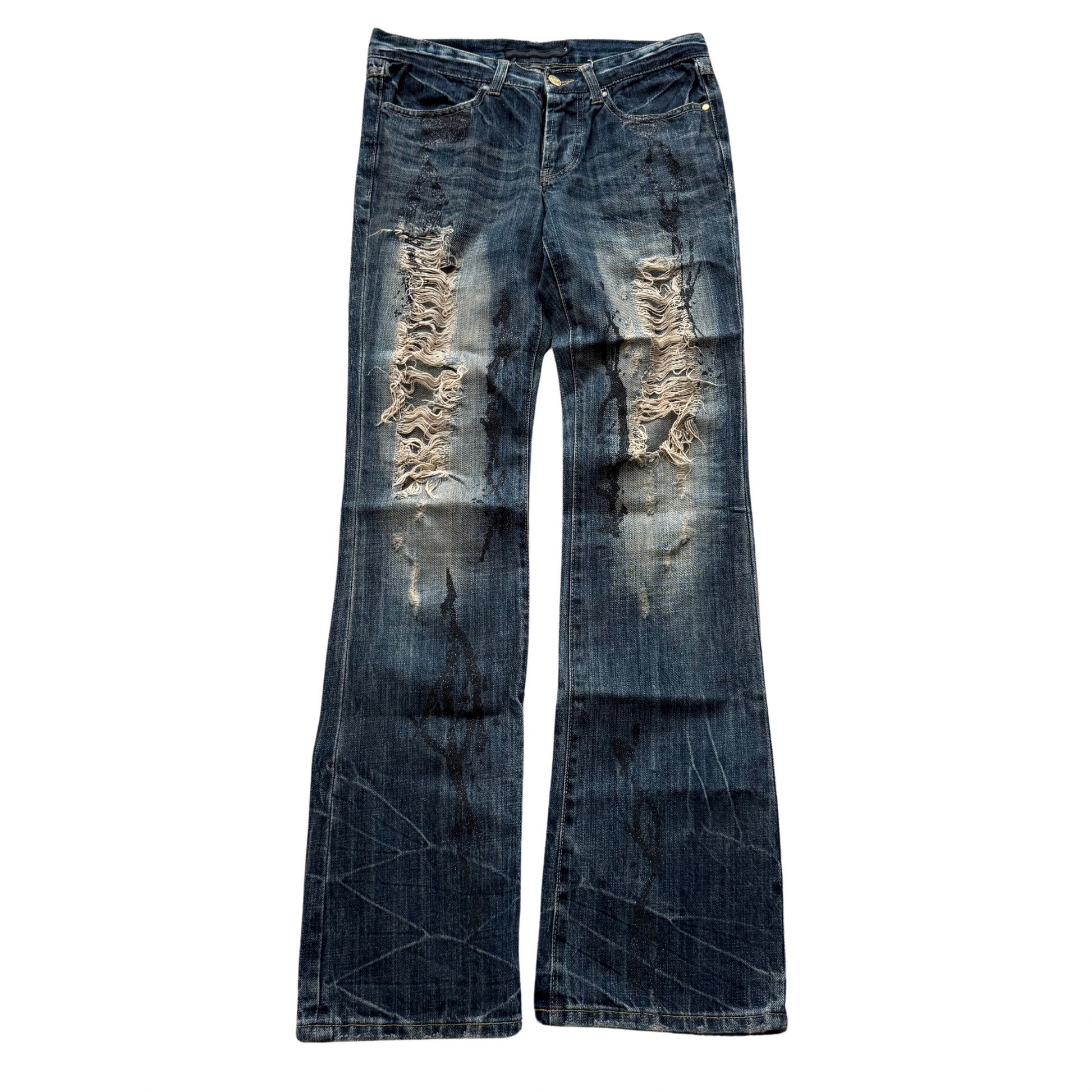 FUGA painted distressed denim